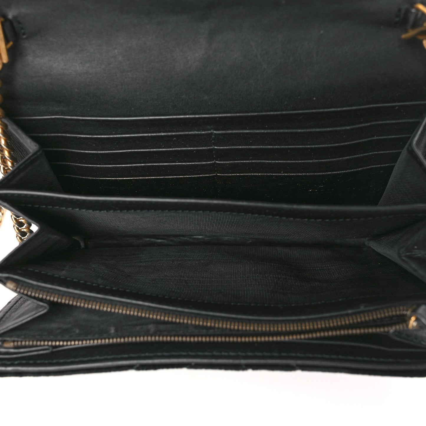 Velvet Matelasse GG Marmont Chain Wallet Black