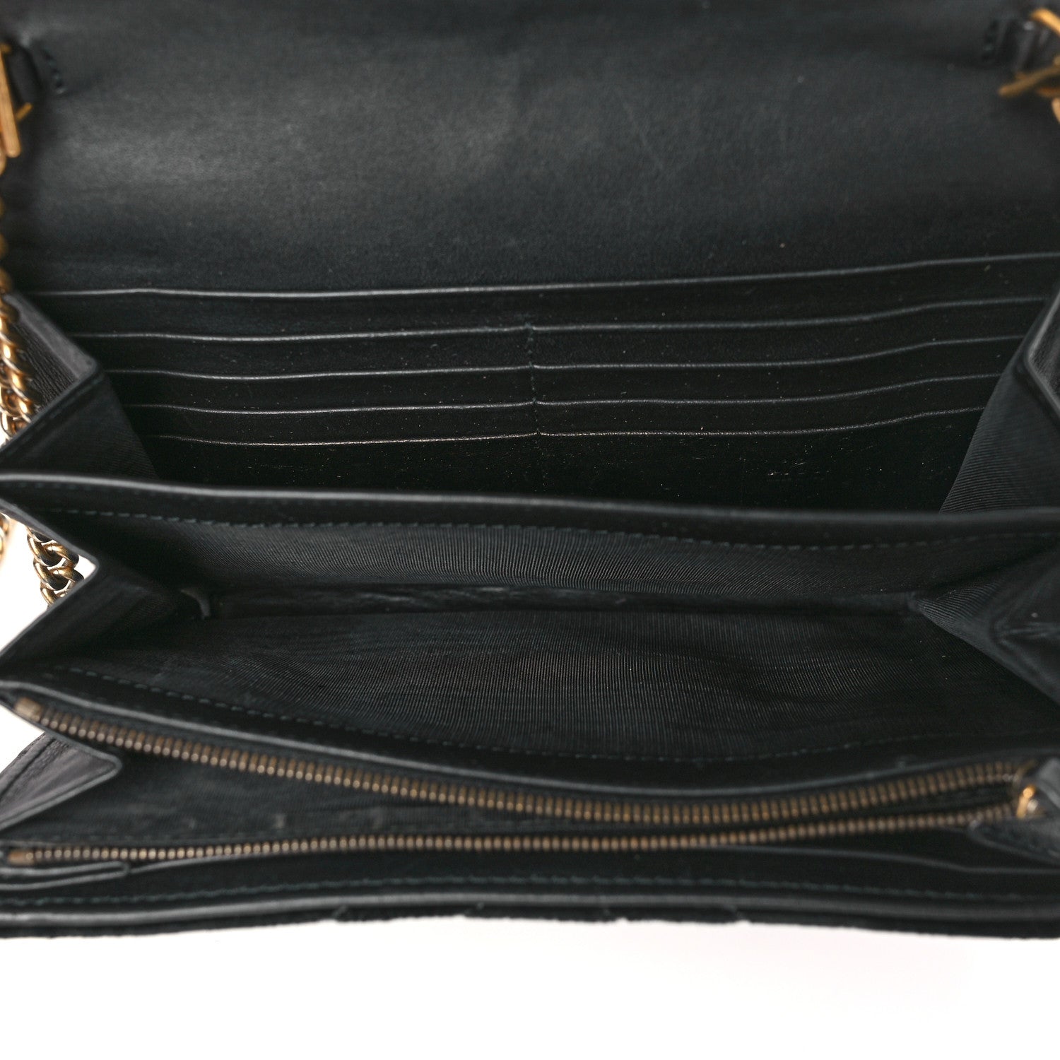 Gucci Velvet Matelasse GG Marmont Chain Wallet Black 5 of 12