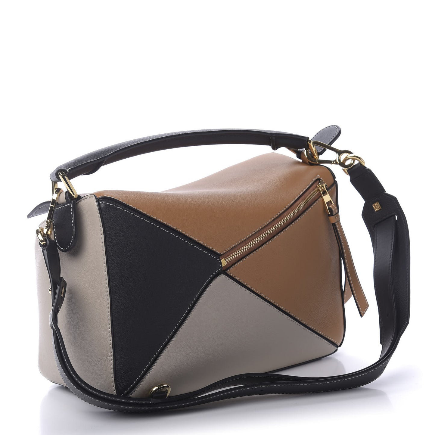 Grained Calfskin Medium Puzzle Bag Amber Light Oat