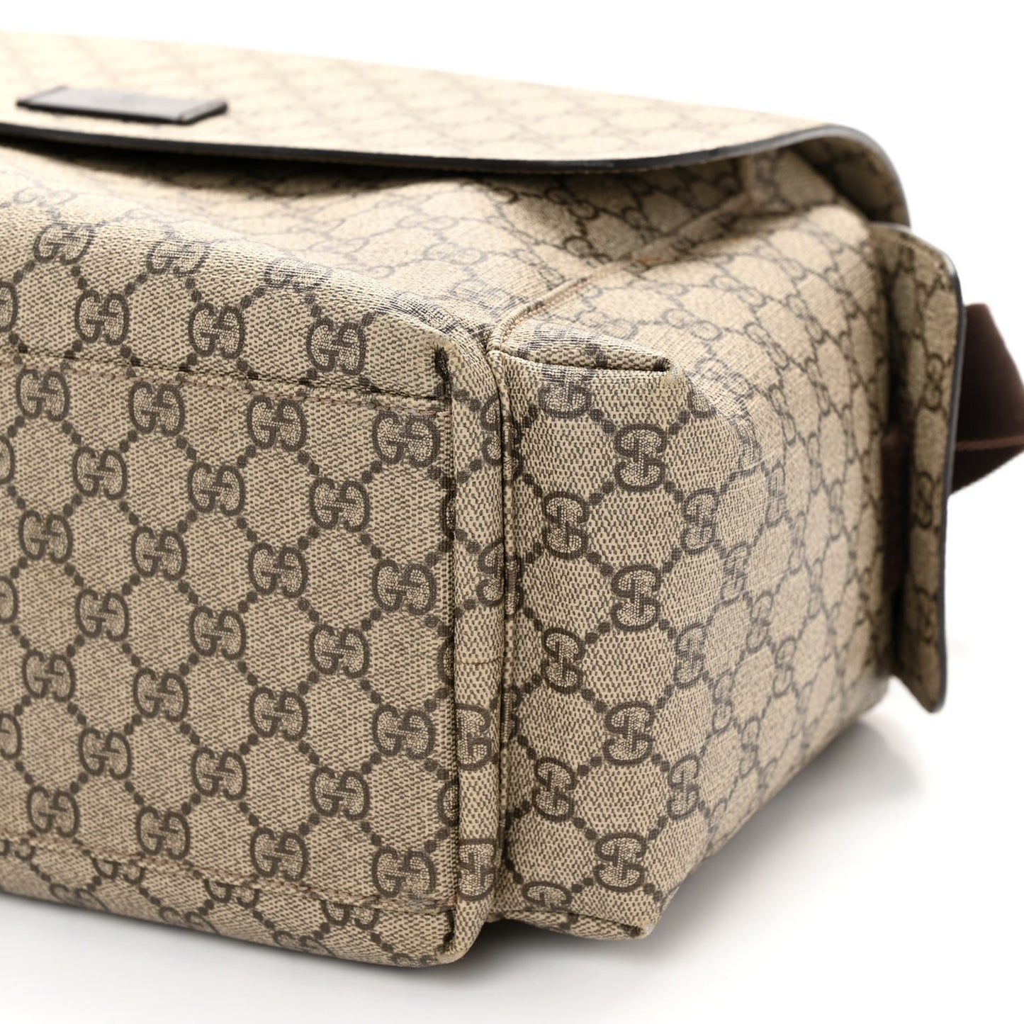 GG Plus Monogram Messenger Diaper Bag Dark Brown