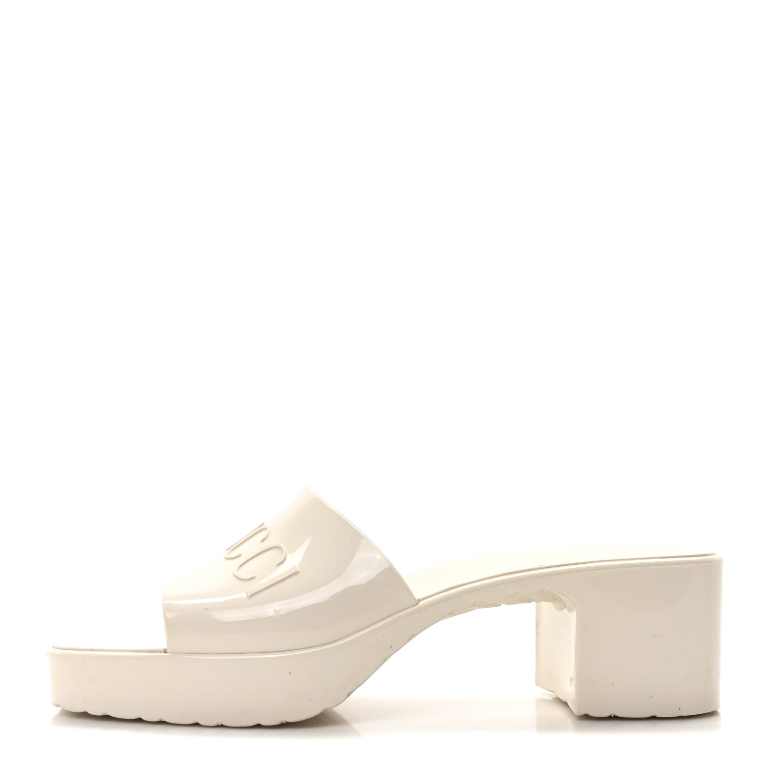 Gucci Rubber Gucci Logo Womens Platform 20/60mm Slide Sandals 40