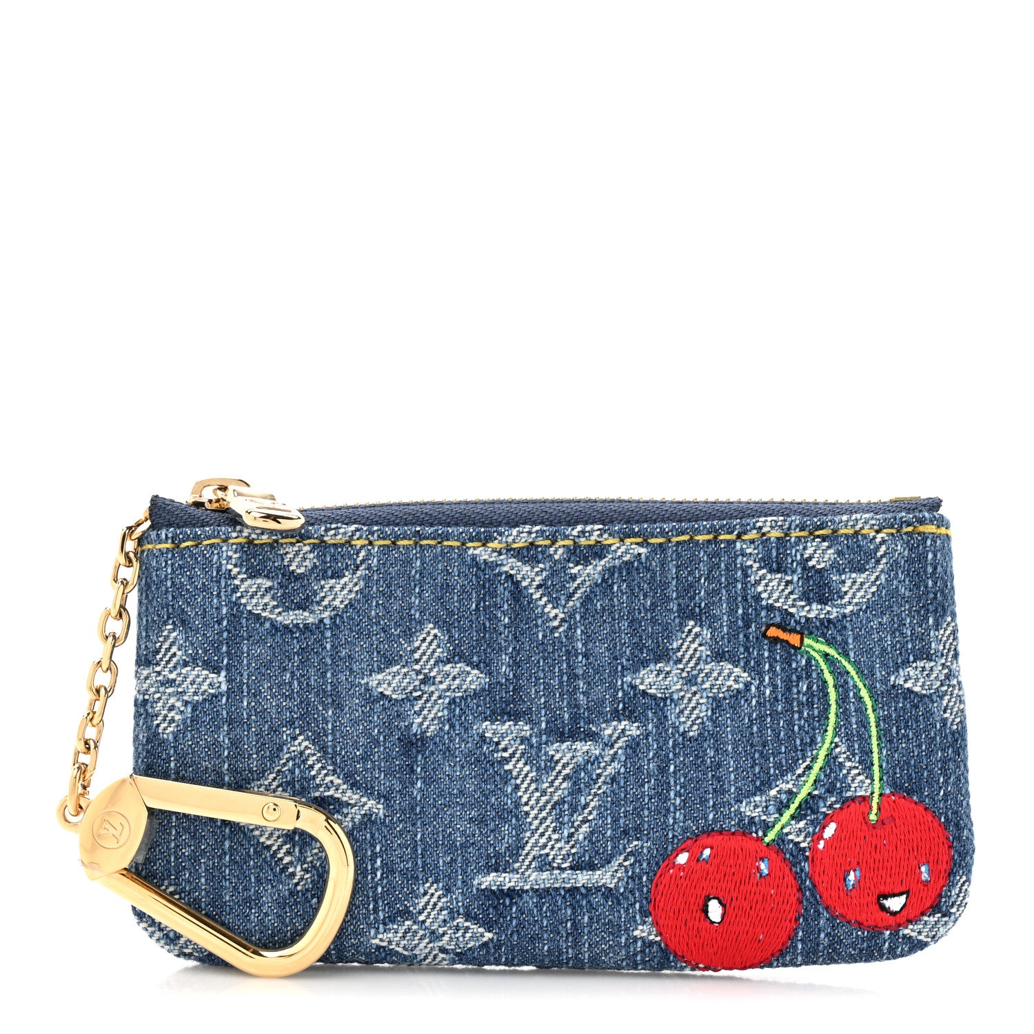 Louis Vuitton LV X TM Monogram Denim Cerises Key Pouch Blue