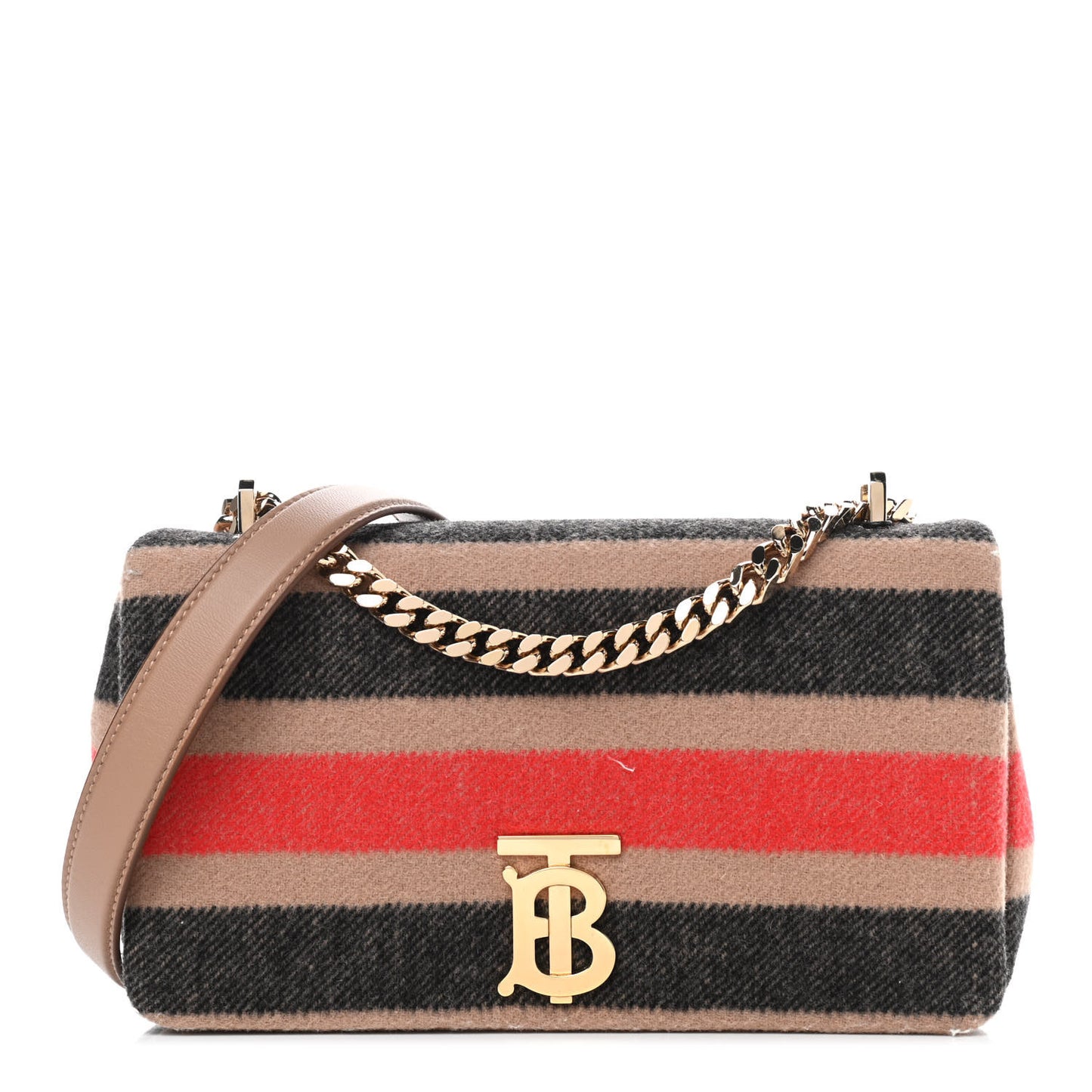 Wool Striped Small Lola Bag Beige
