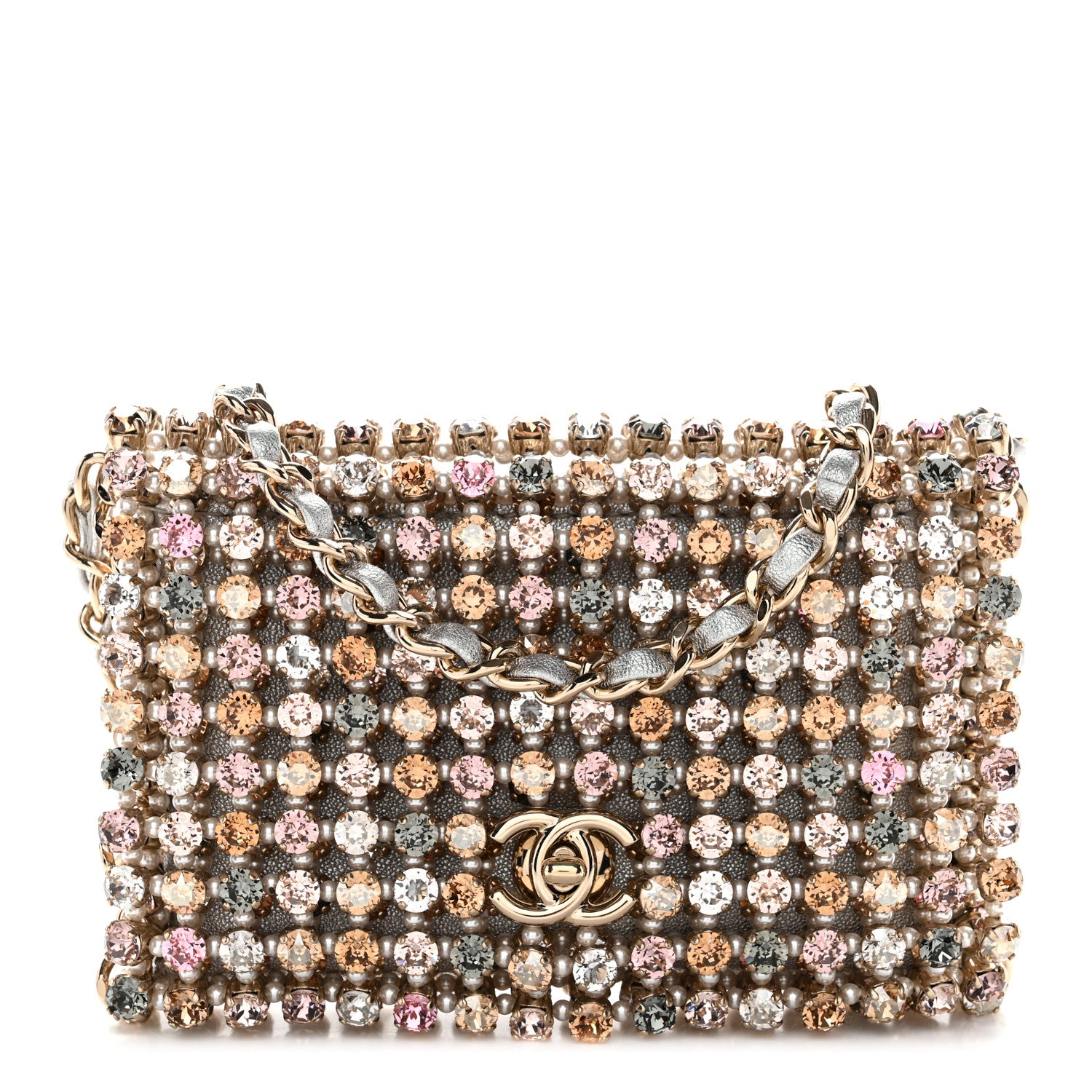 じ*ゅ様 定価50万CHANELツイード　店頭入荷数極小！レアバッグ　ラウンド Chanel Metal Pearl Minaudiere CC Mini Evening Bag Multicolor