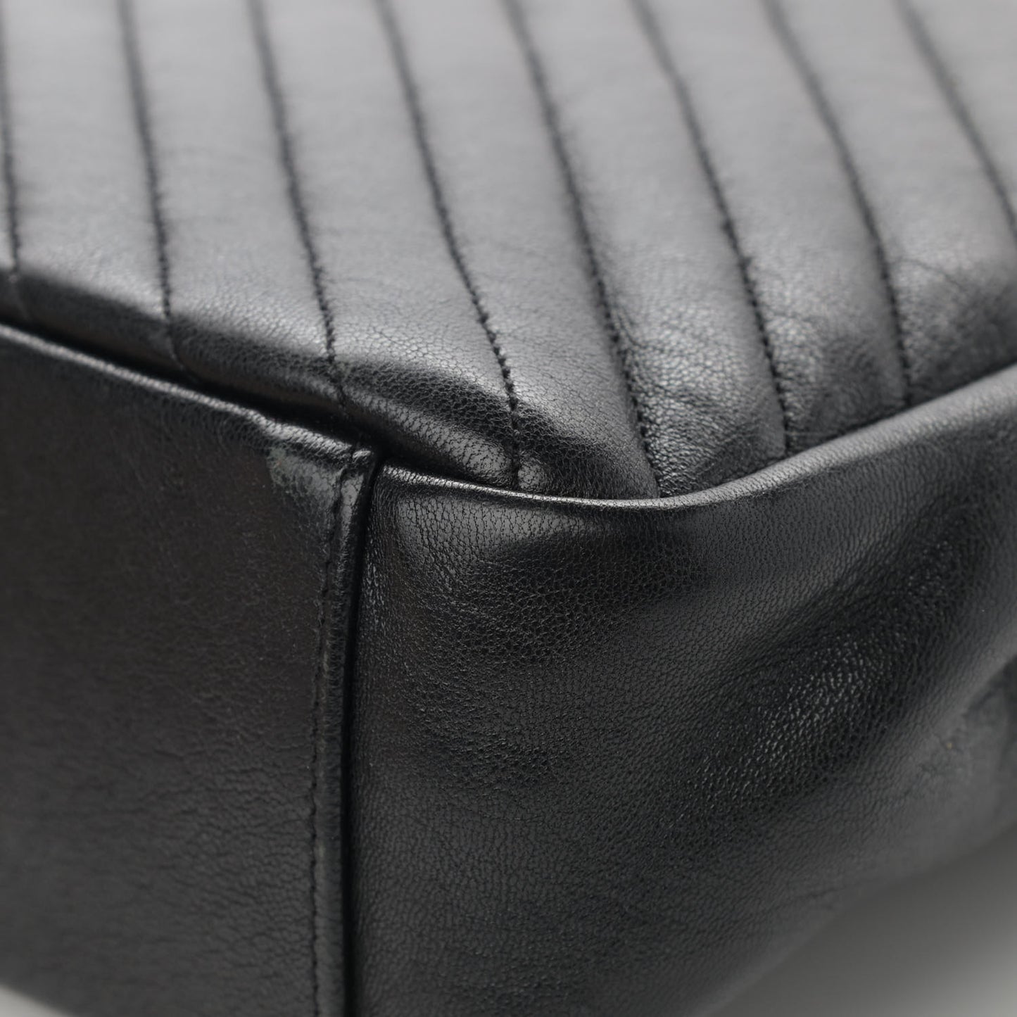 Sheepskin Matelasse Chevron Monogram Large College Satchel Black