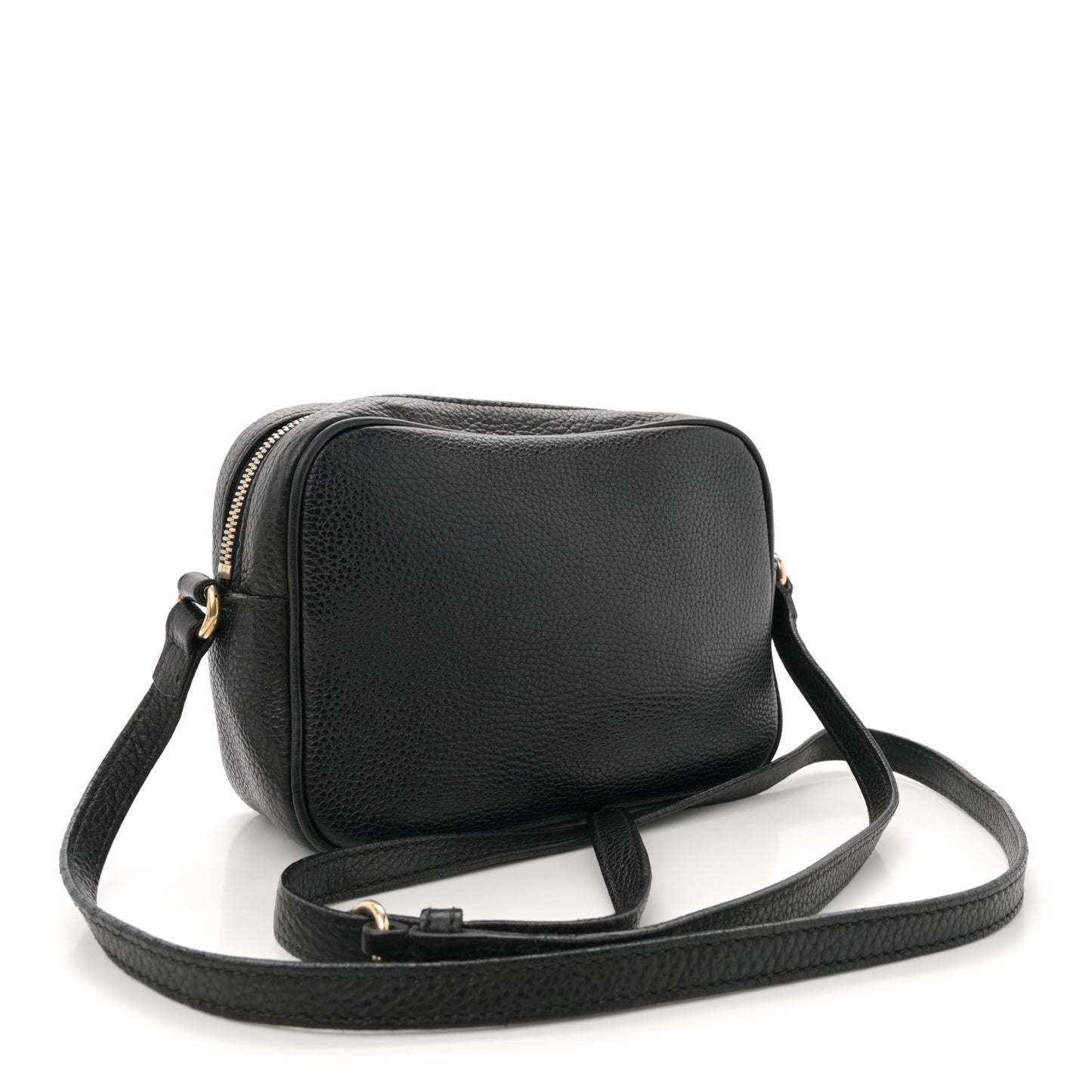 Pebbled Calfskin Small Soho Disco Bag Black
