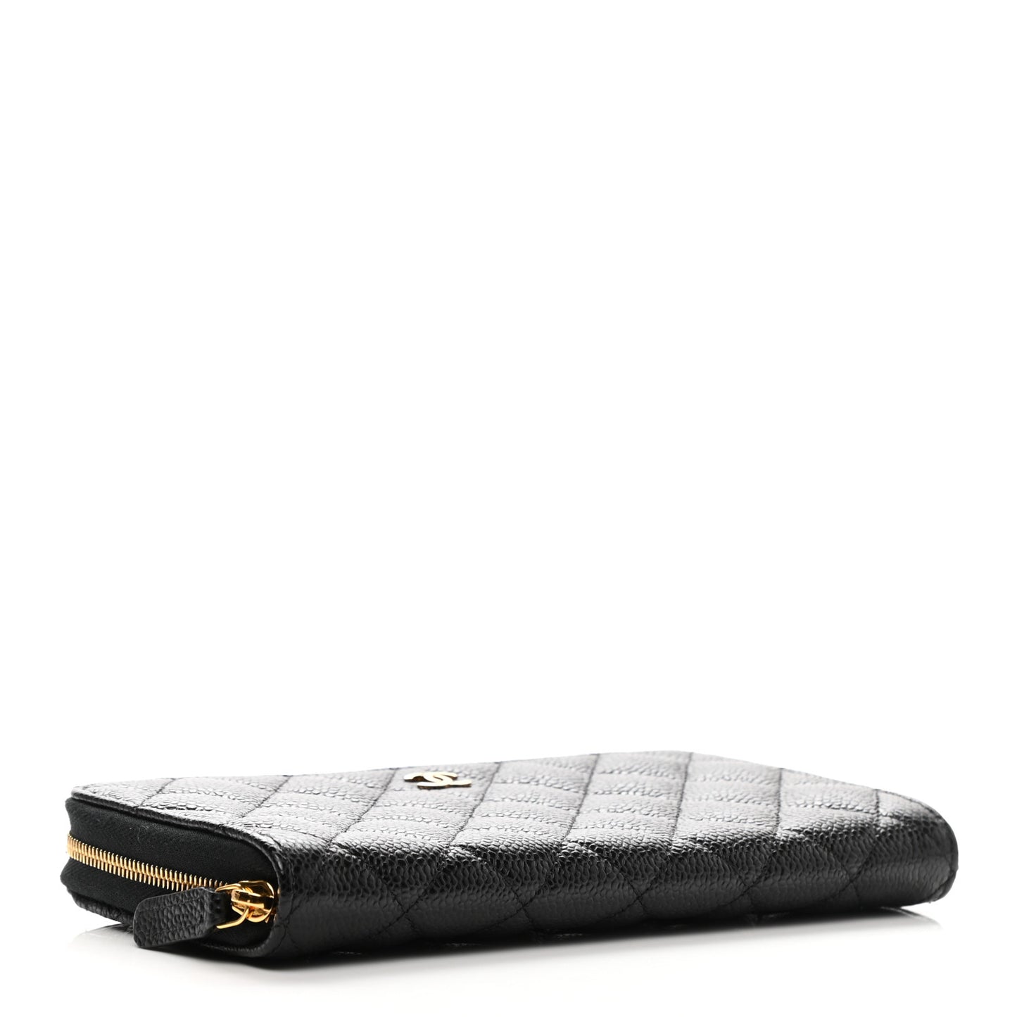 Caviar Quilted Large Gusset Zip Around Wallet Black