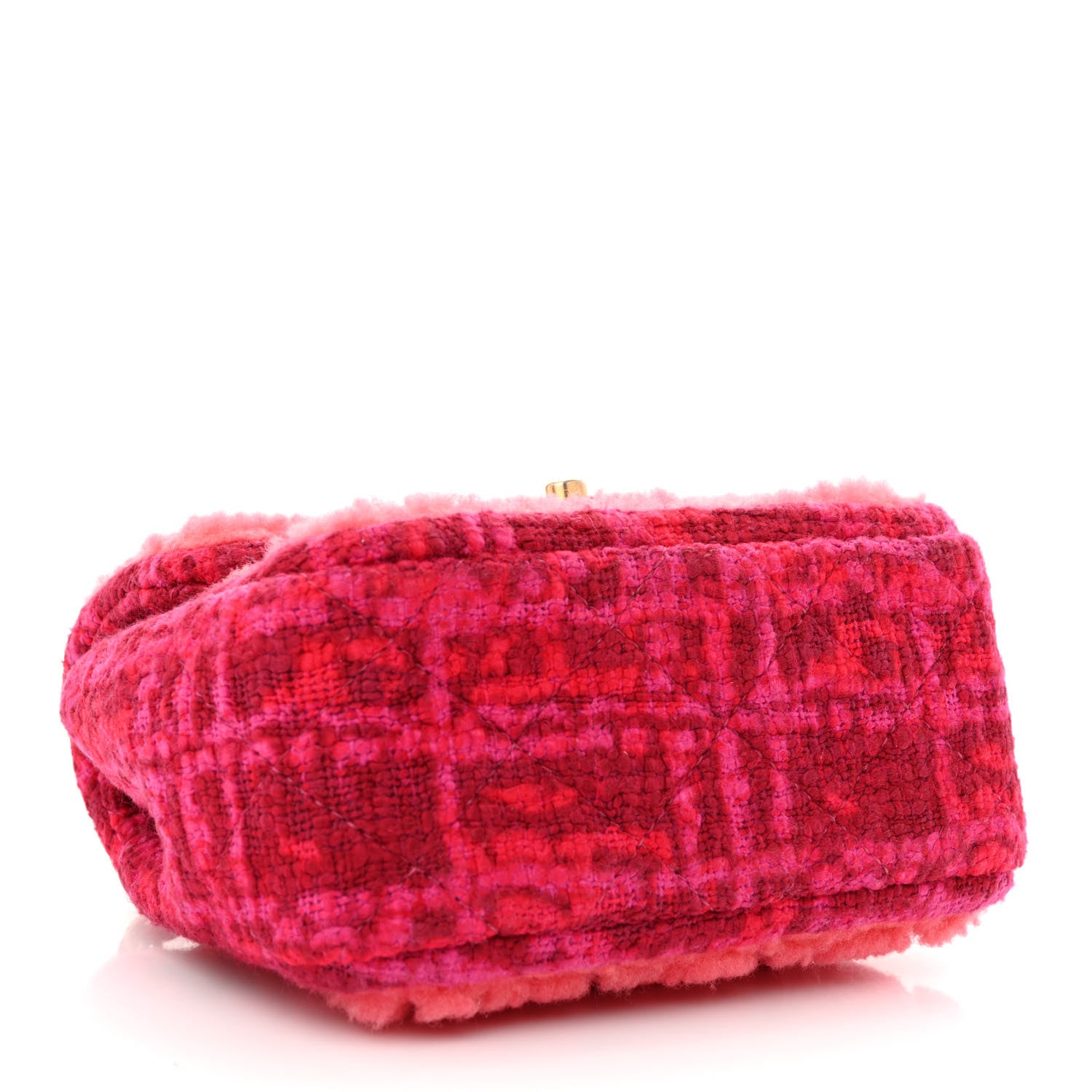 Chanel Shearling Tweed Quilted Mini Square Flap Bag Pink 4 of 10