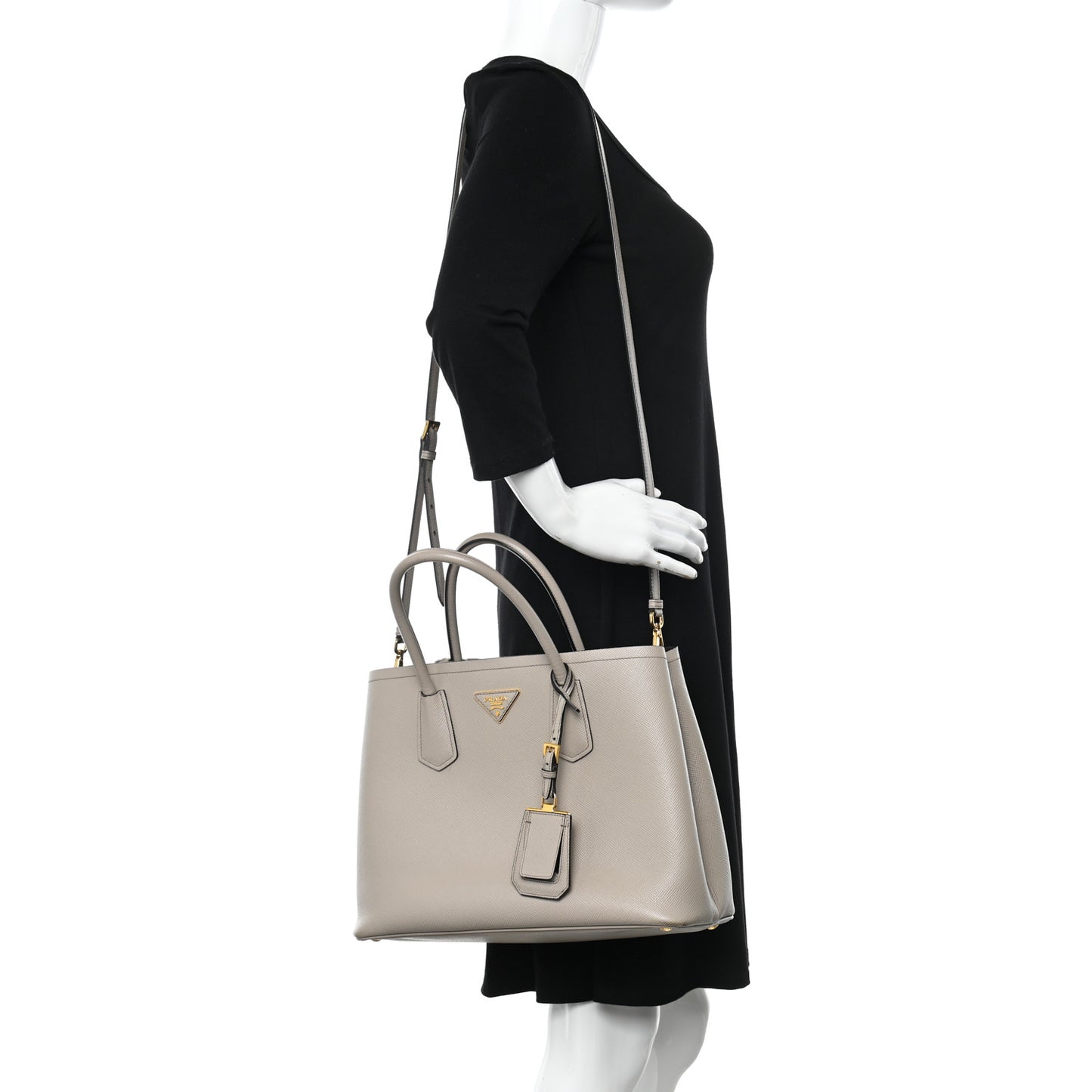 Saffiano Cuir Small Double Bag Pomice