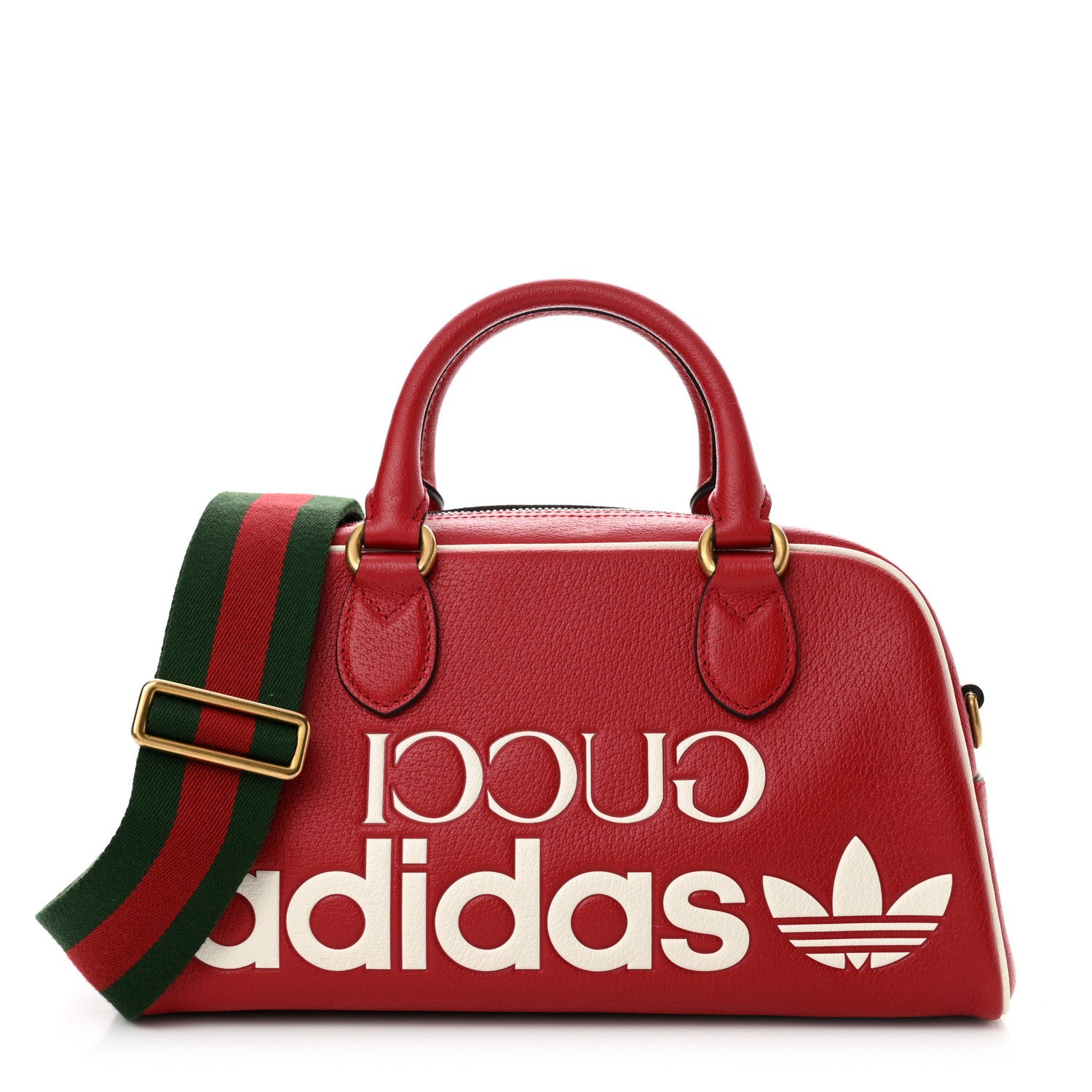 Gucci X ADIDAS Textured Dollar Calfskin Web Trefoil Logo Embossed