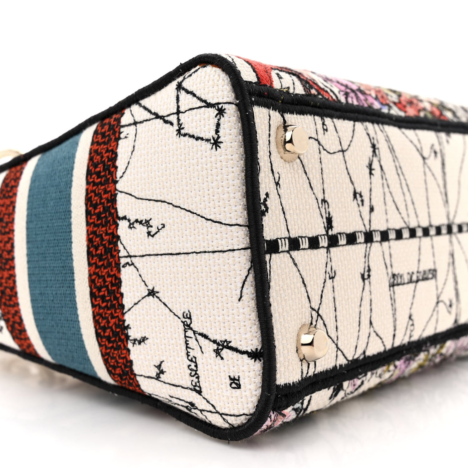 Christian Dior Canvas Constellation Embroidered Medium Lady D-Lite Latte Multicolor 9 of 11