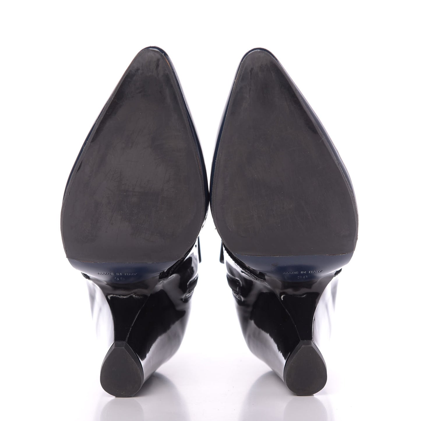 Patent Calfskin Pumps 38 Black Navy