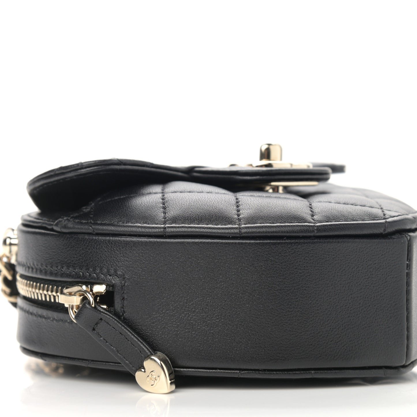 Lambskin Quilted CC In Love Heart Clutch With Chain Black