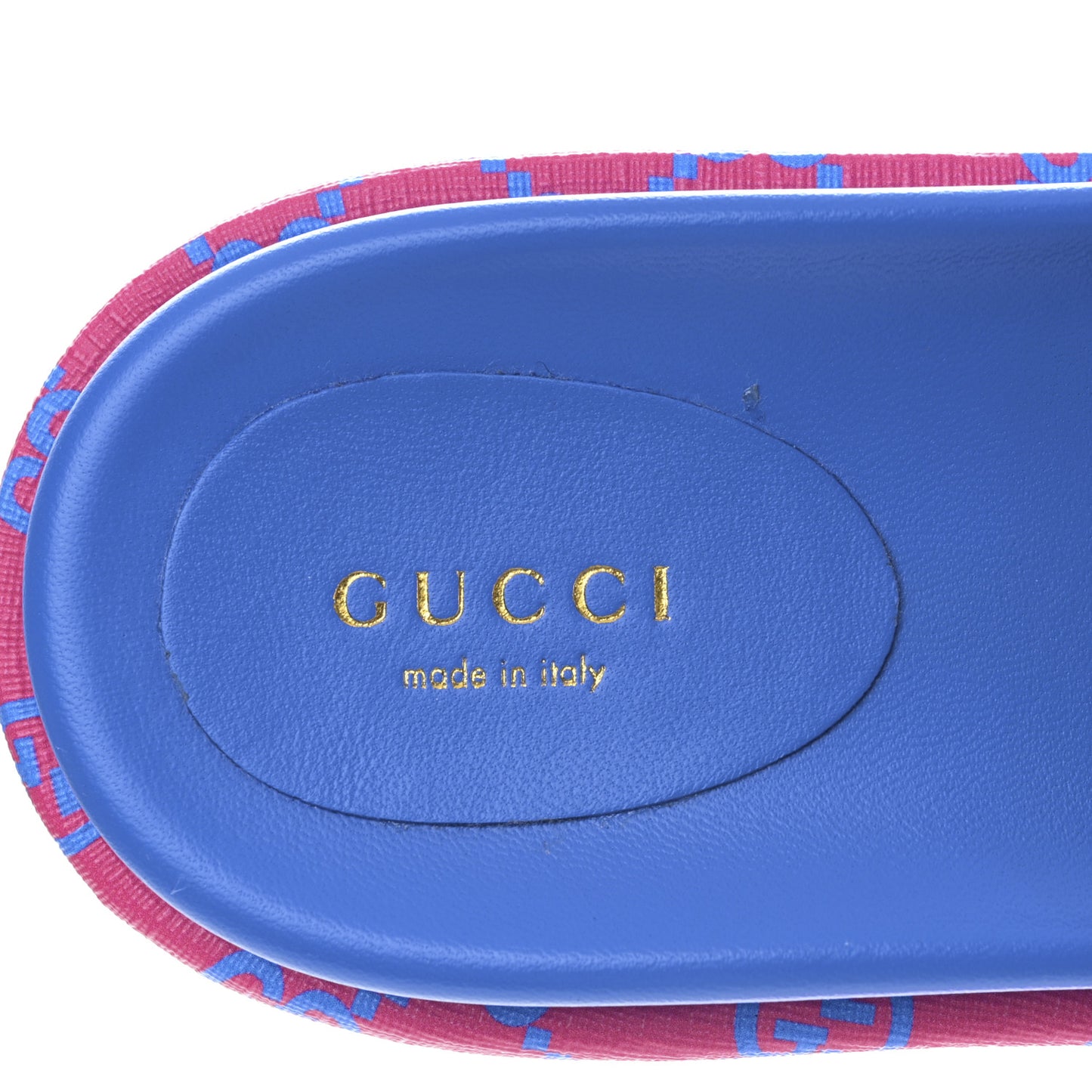 GG Supreme Joy Monogram Angelina Platform Slide Sandals 39.5 Fuxia Blue