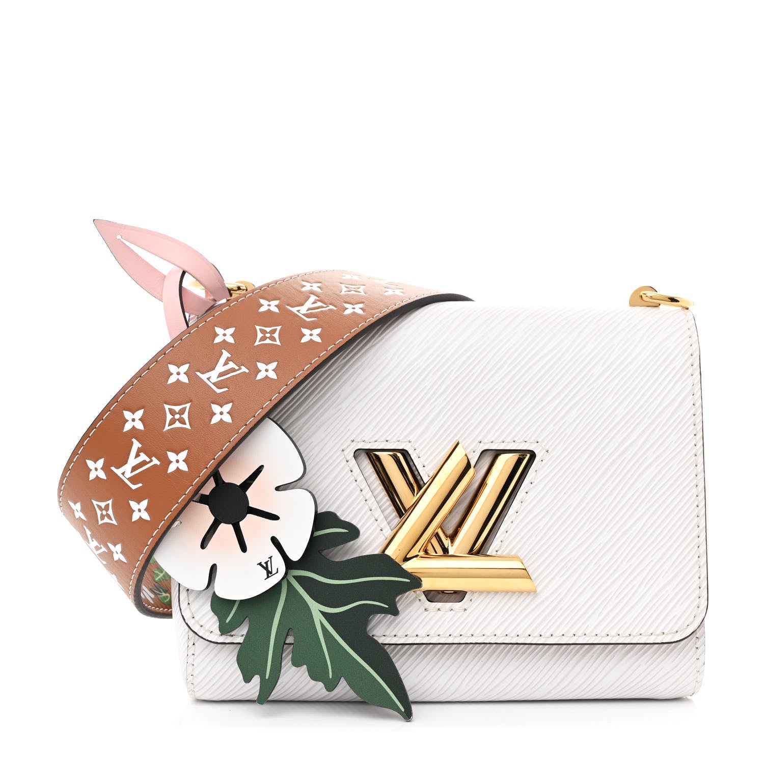 Louis Vuitton Epi Asnieres Flowers Twist Shoulder Bag PM White