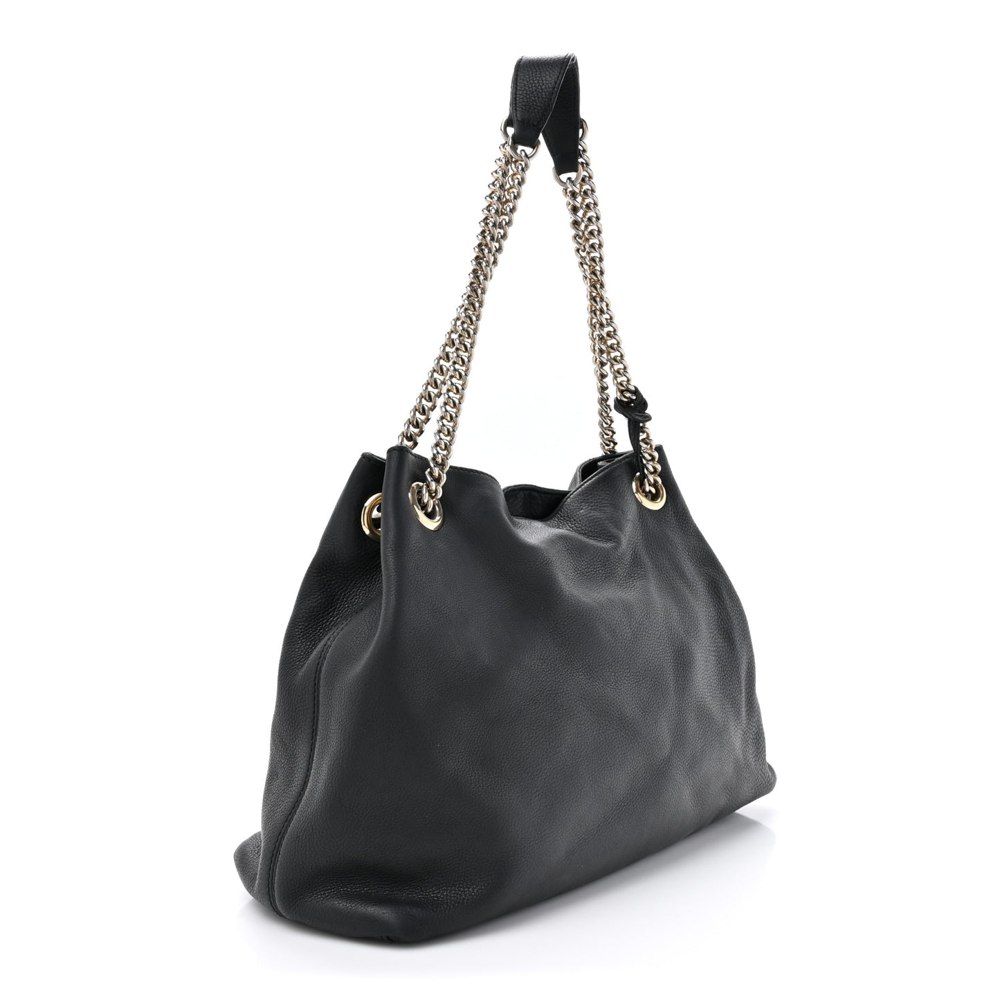 Pebbled Calfskin Medium Soho Chain Shoulder Bag Black