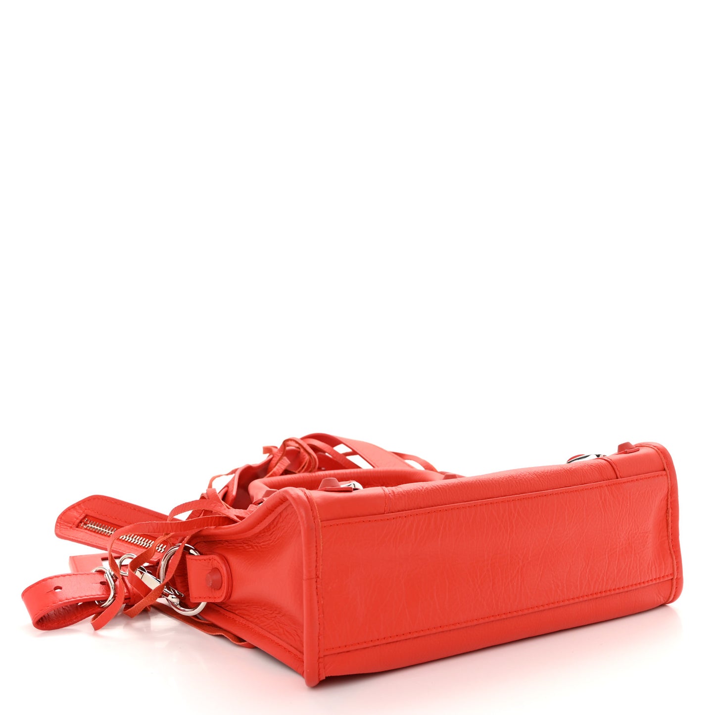 Matte Goatskin Rubber Covered Classic Hardware Mini City Rouge Coquelicot Rouge Braise