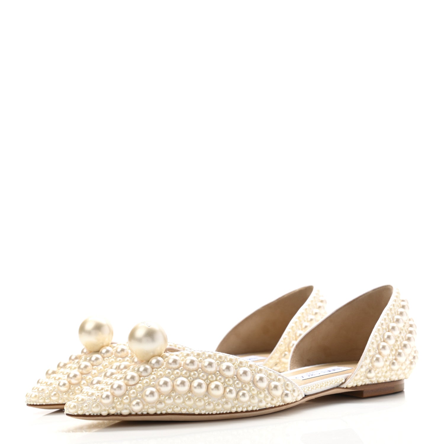 Jimmy Choo Pearl Satin Sabine Flats 39 White 3 of 8
