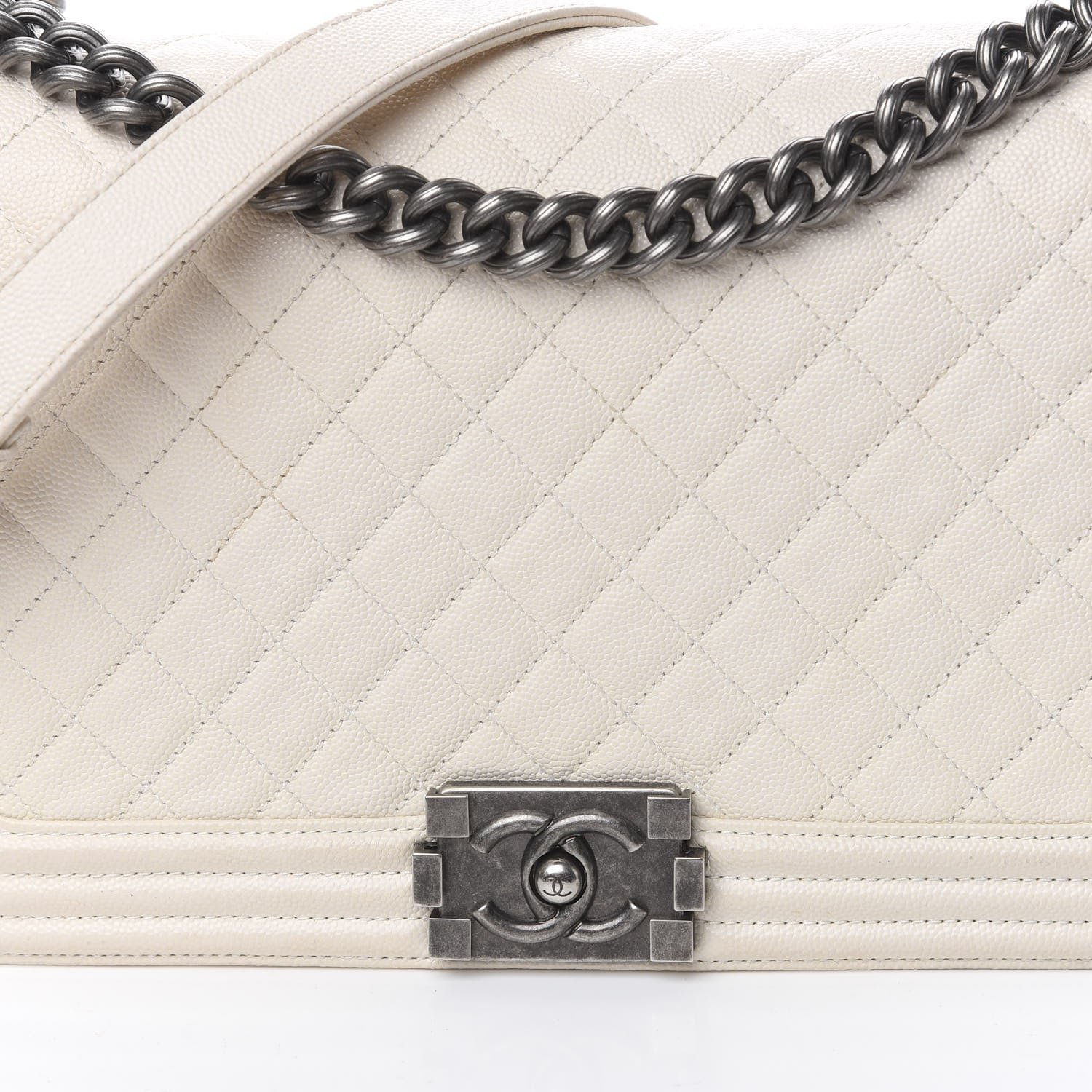 Chanel Caviar Quilted Medium Boy Flap Ivory 17 of 18