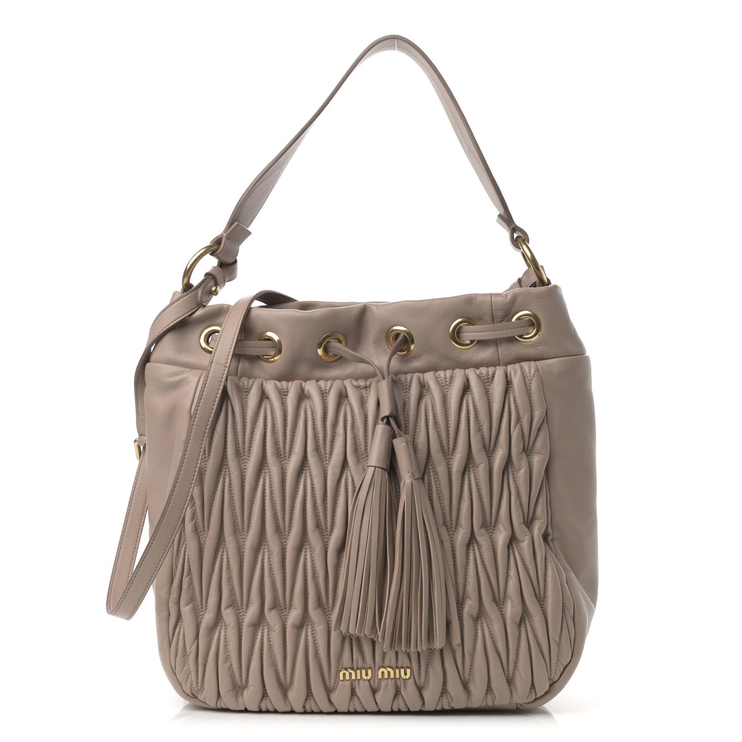 Nappa Matelasse Bucket Bag Cammeo