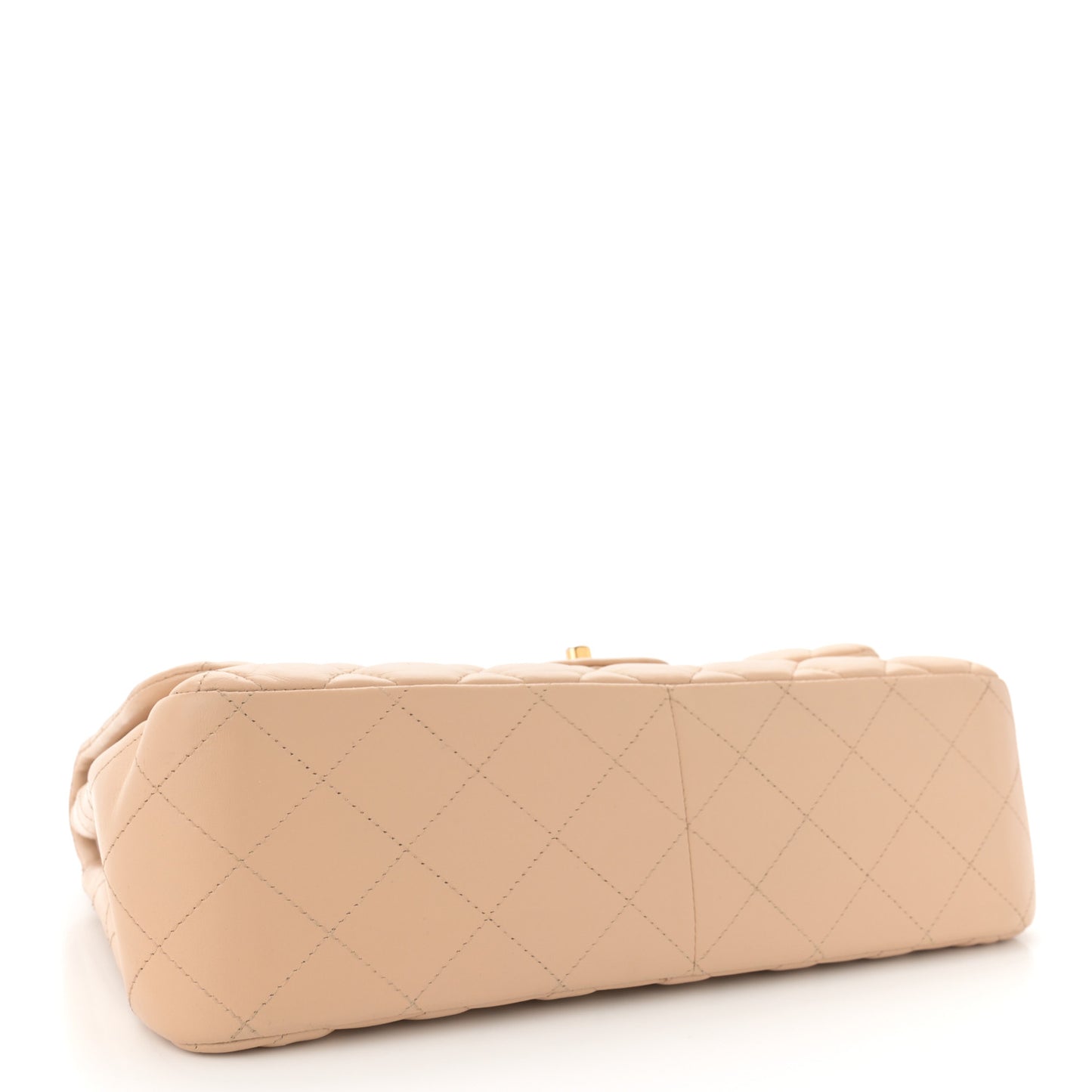 Lambskin Quilted Jumbo Double Flap Beige