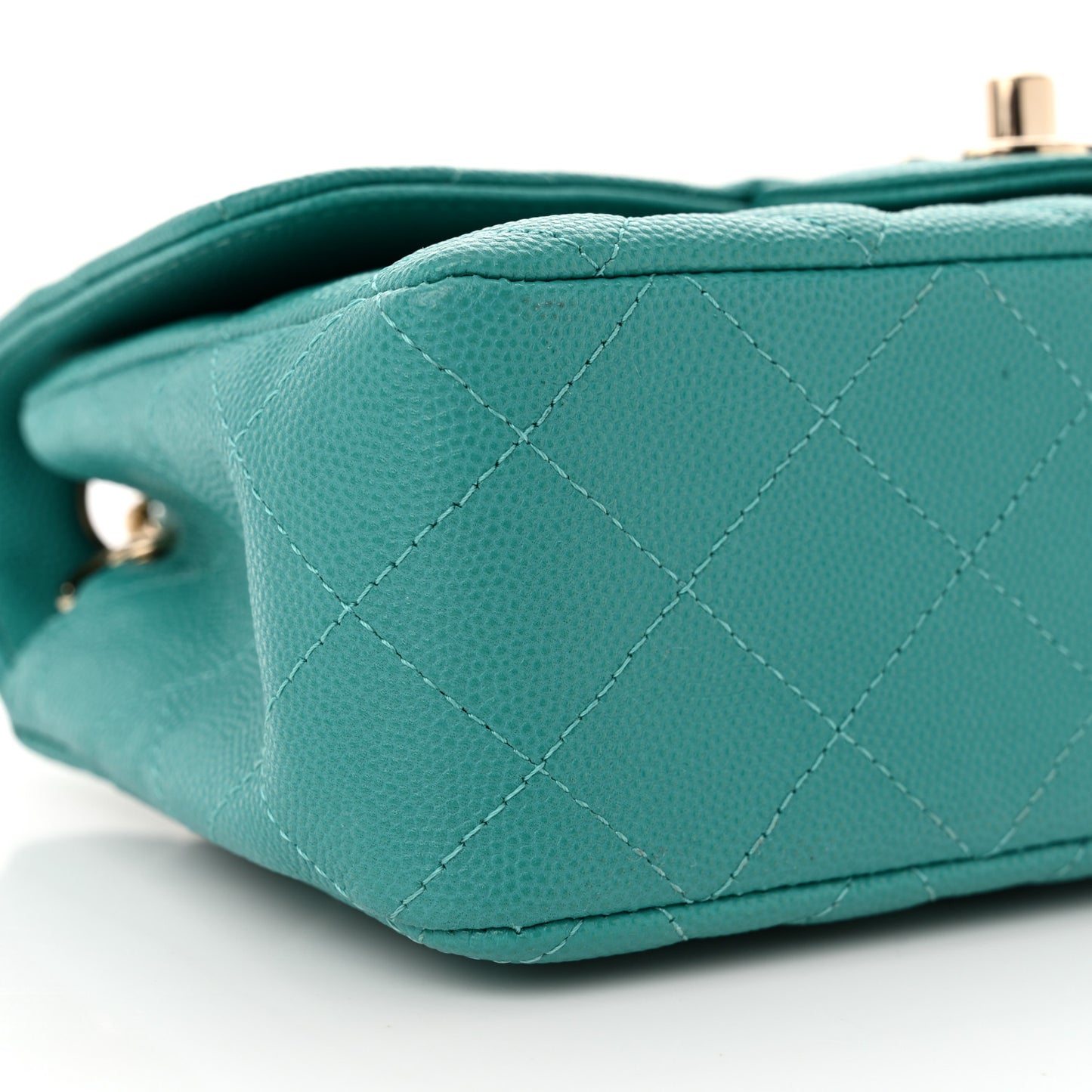 Caviar Quilted Mini Rectangular Flap Turquoise