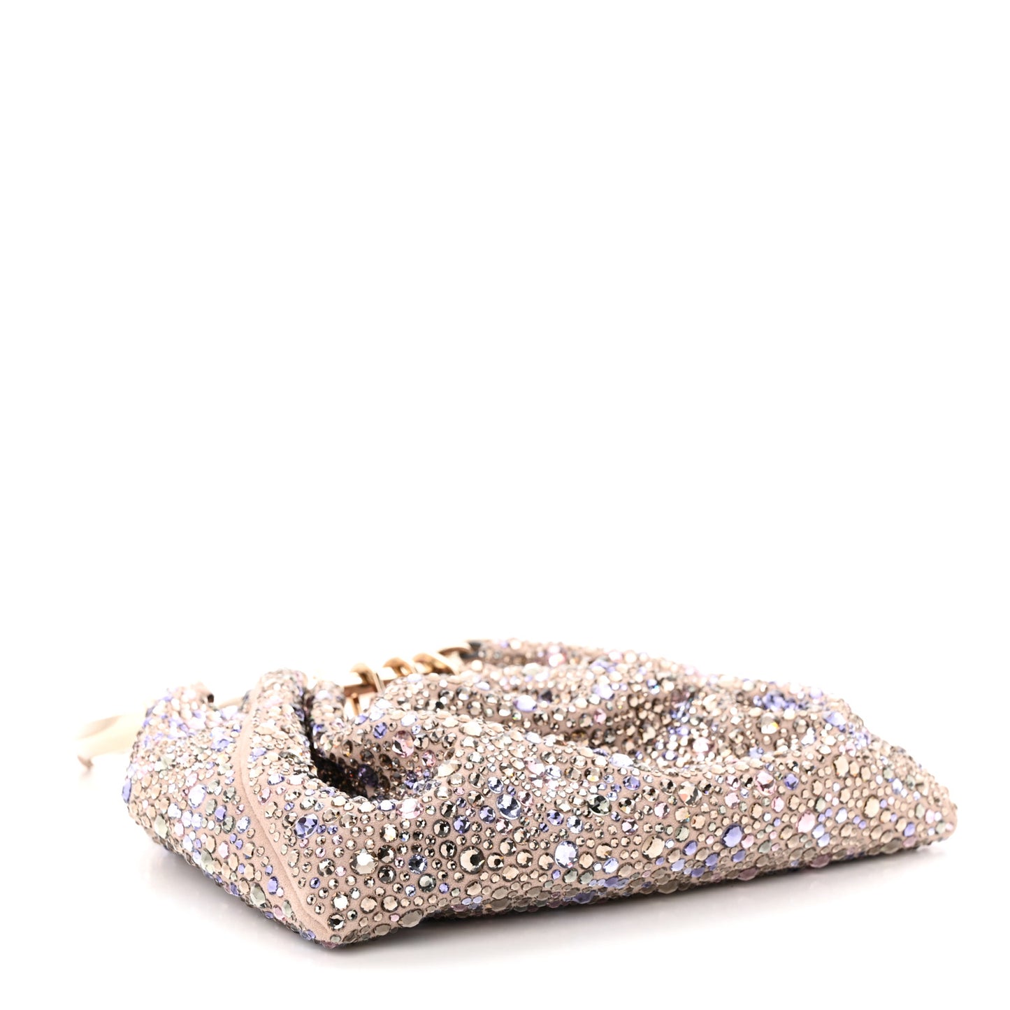 Crystal Suede Bebop Loop Handle Clutch Pink