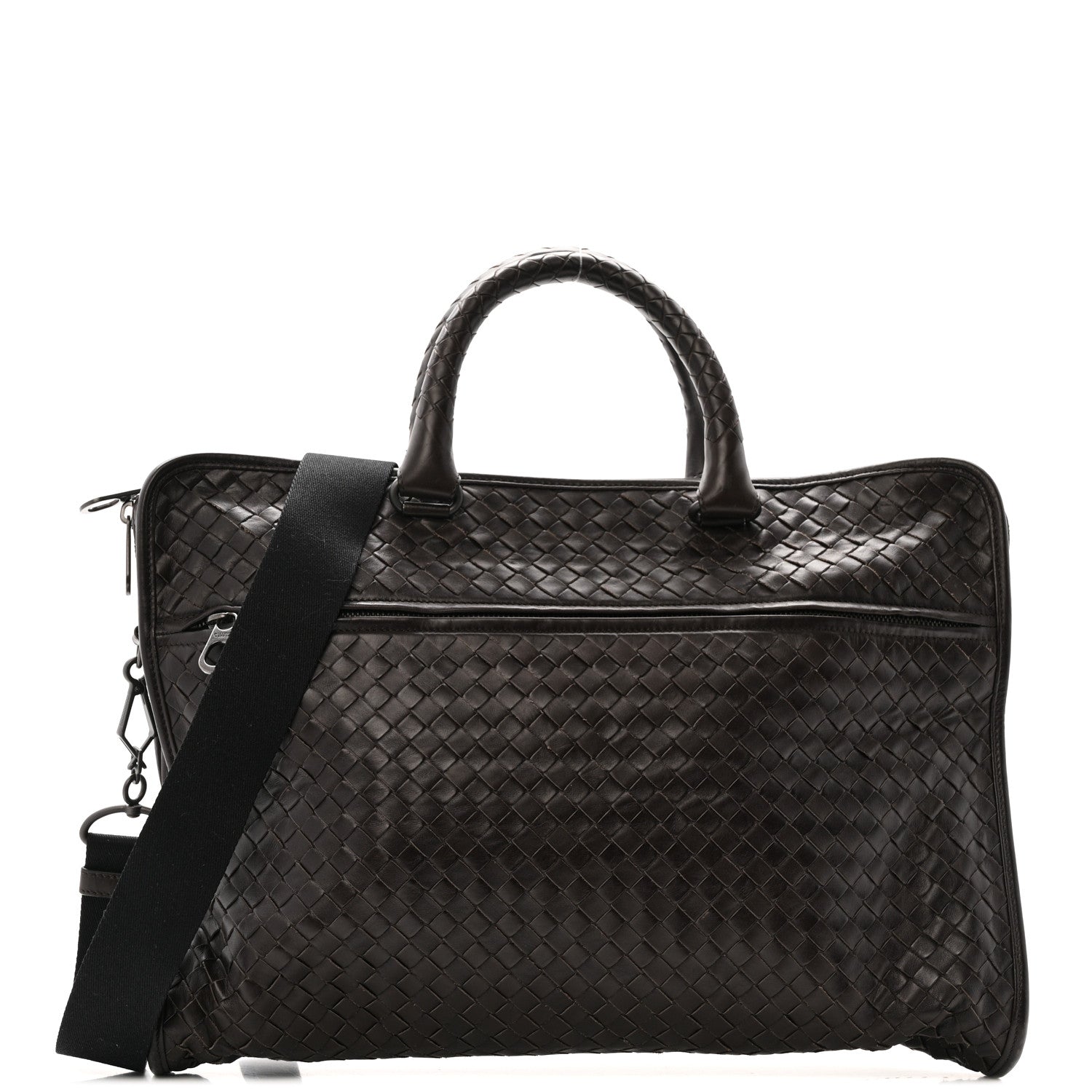 Bottega Veneta Calfskin Leggero Intrecciato Briefcase Ebano