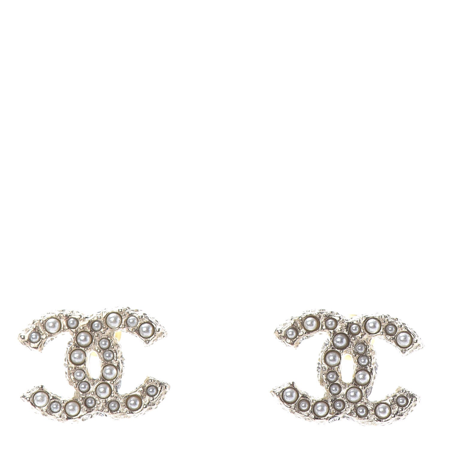 Chanel Pearl Crystal CC Earrings Light Gold 1 of 4