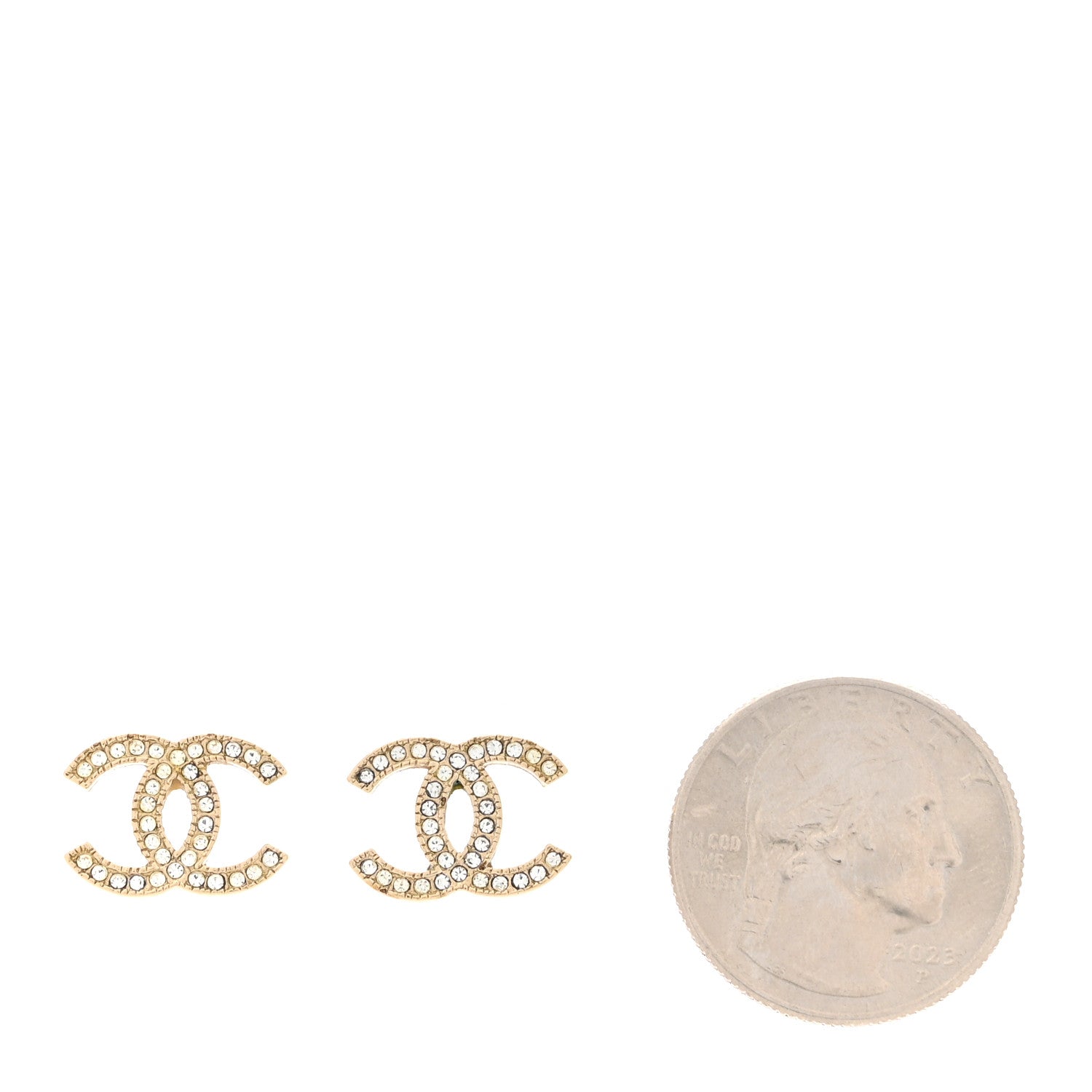 Chanel Crystal CC Earrings Gold 2 of 6