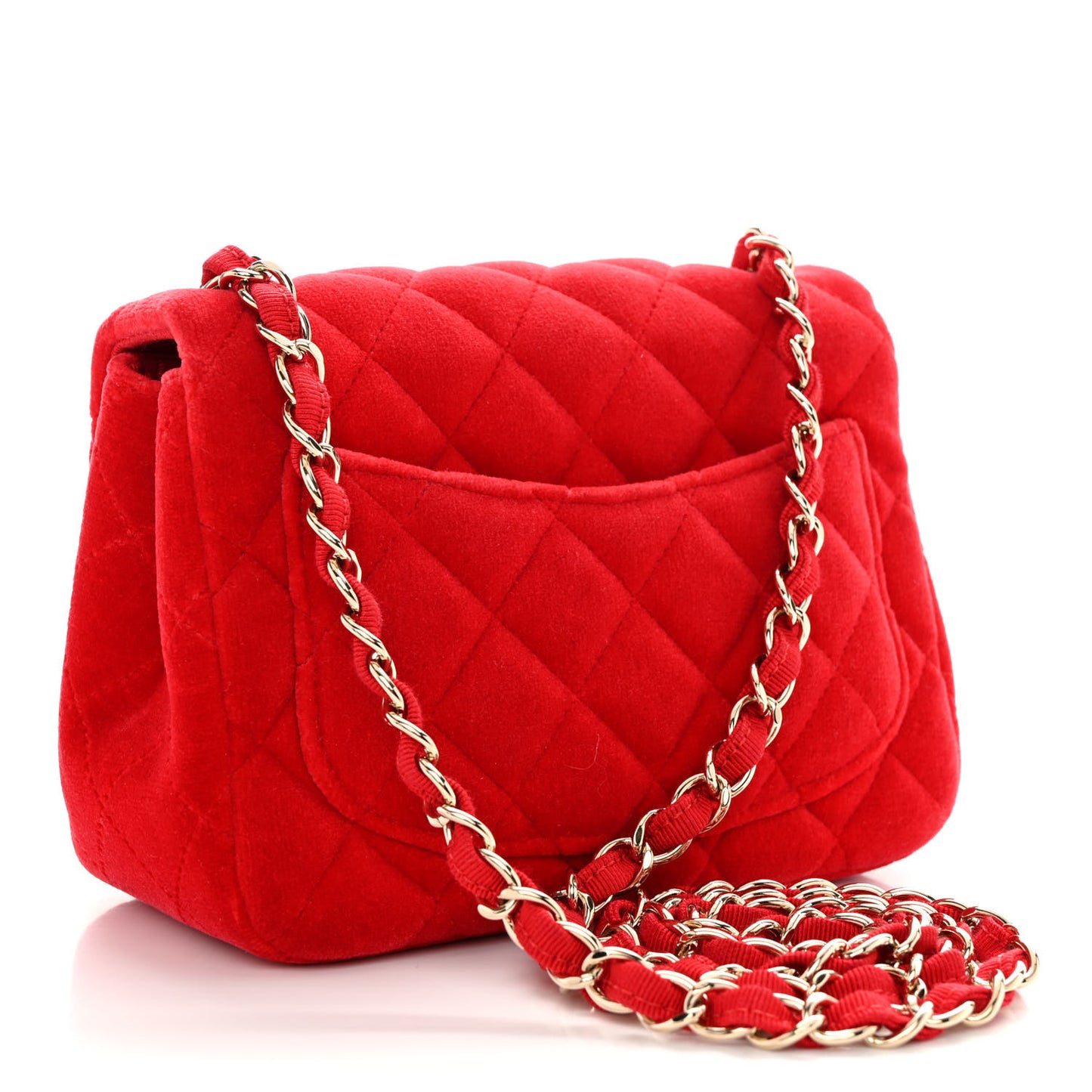 Velvet Quilted Mini Square Flap Red
