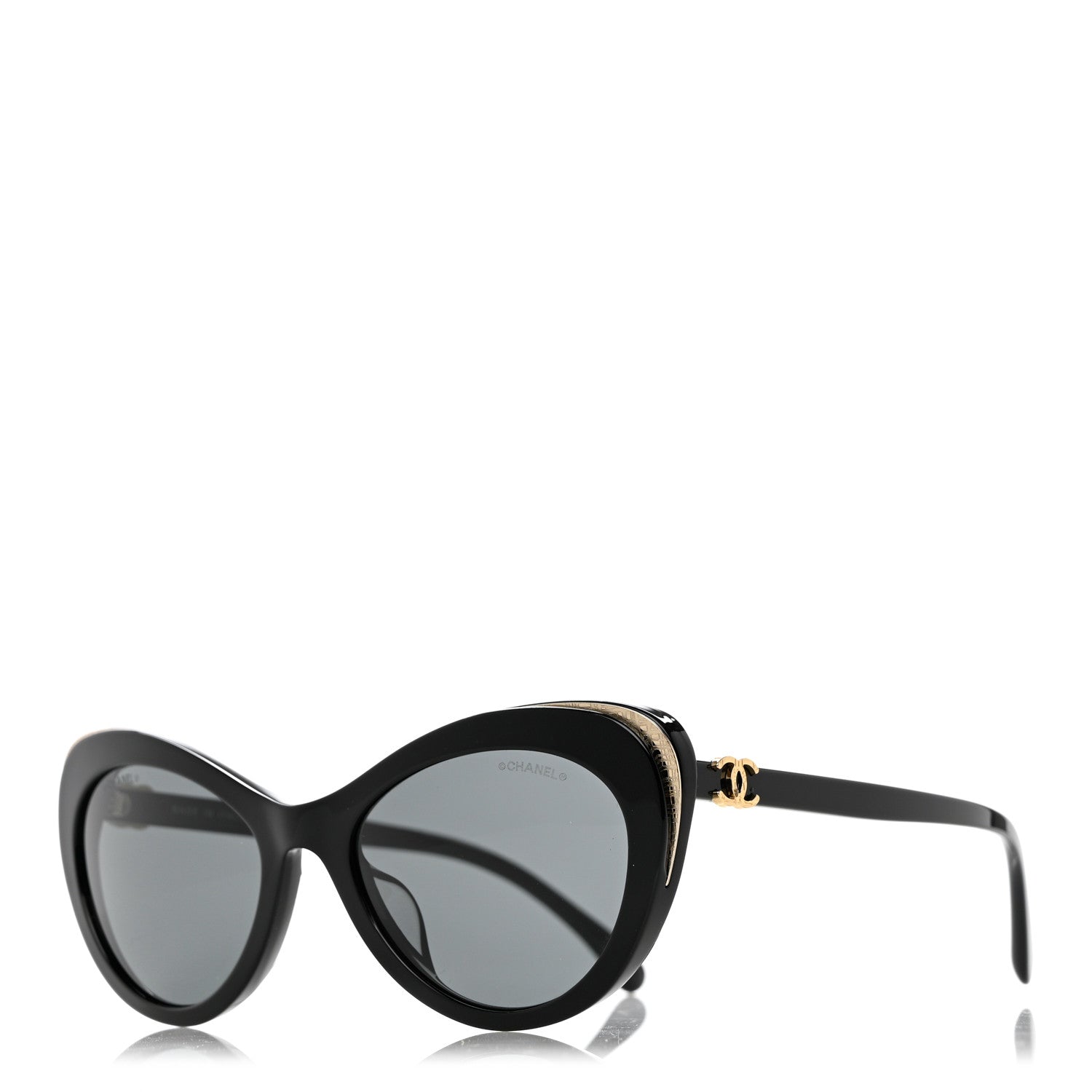 CHANEL Black and Gold Cat-Eye Sunglasses Chanel Black Cat-Eye Sunglasses, 10488, Shop on Agu.ng main image 2