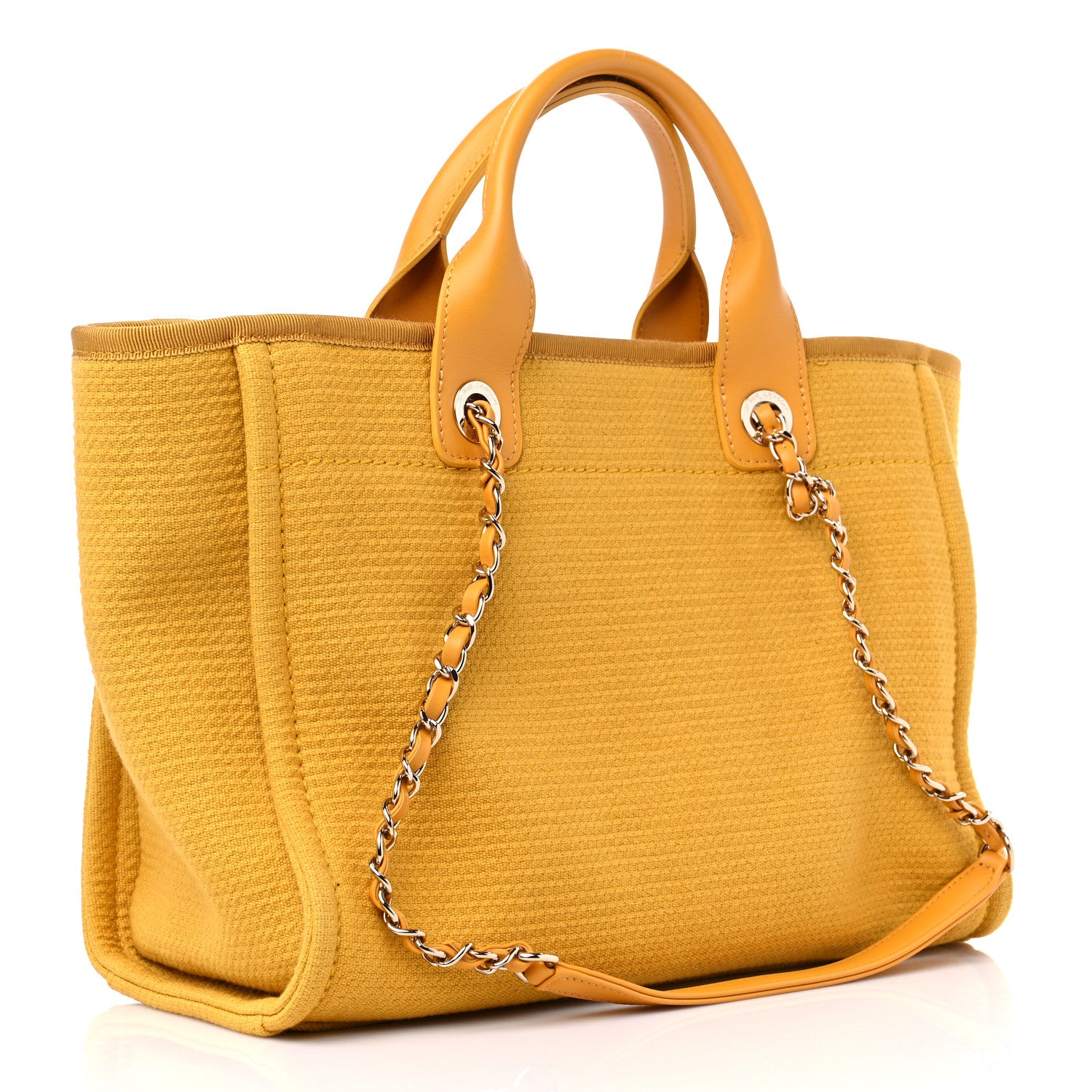 Chanel Mixed Fibers Small Deauville Tote Yellow 4 of 10