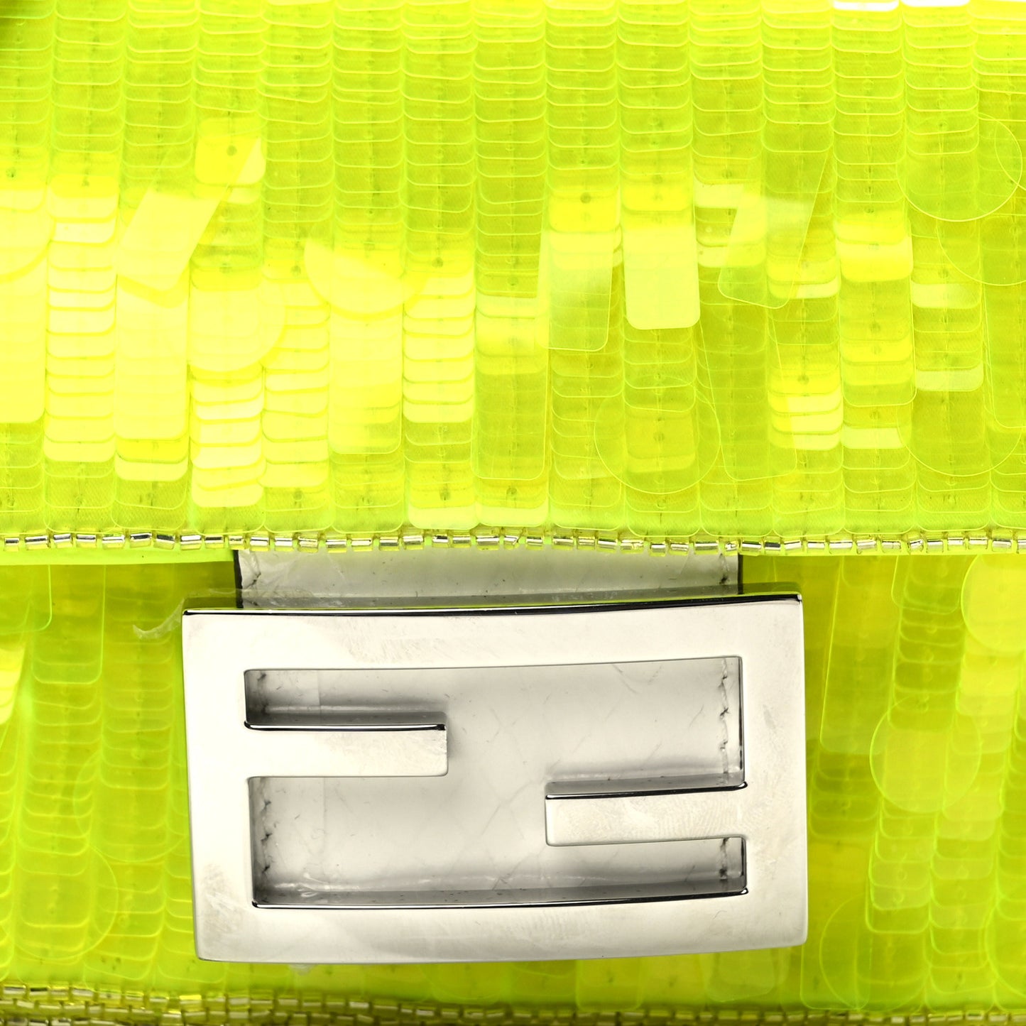 Transparent Paillettes Elaphe Mini Baguette Yellow Fluo Avorio