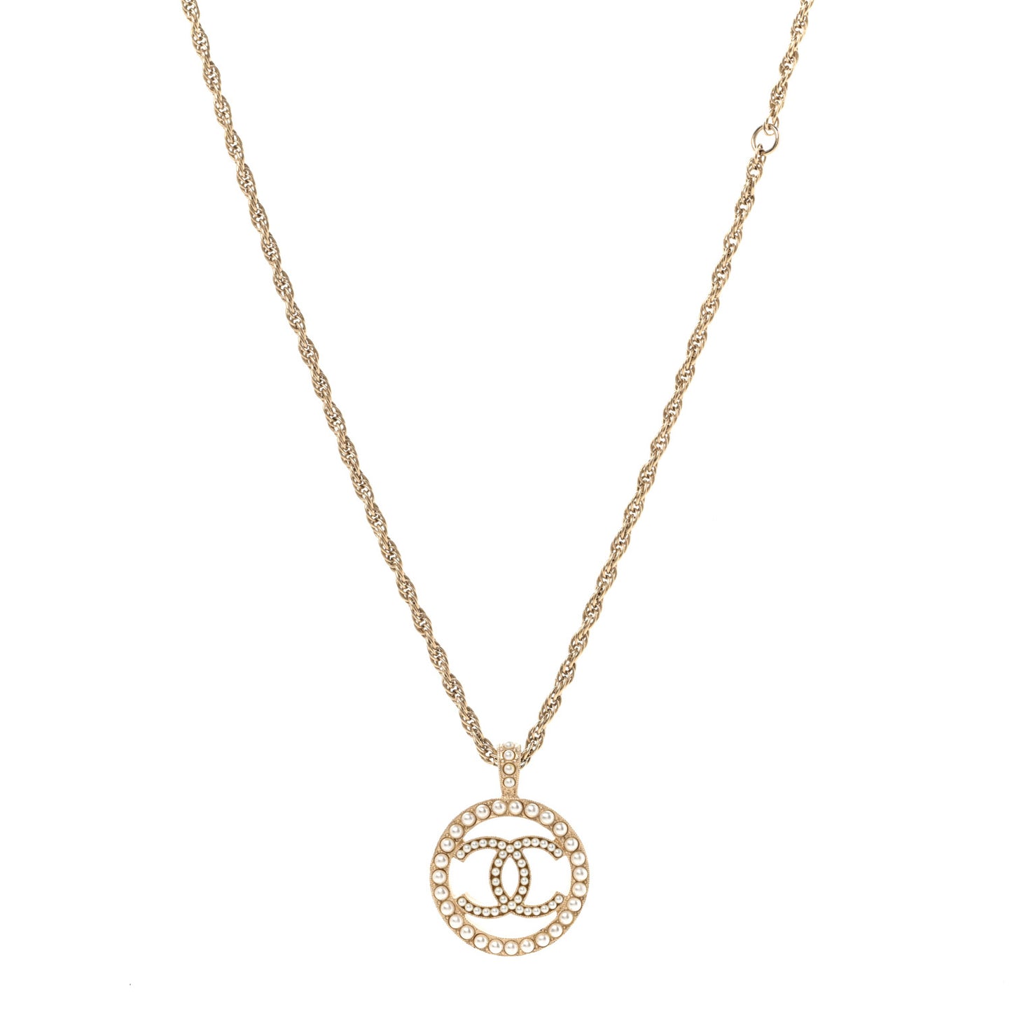 Pearl CC Medallion Necklace Gold
