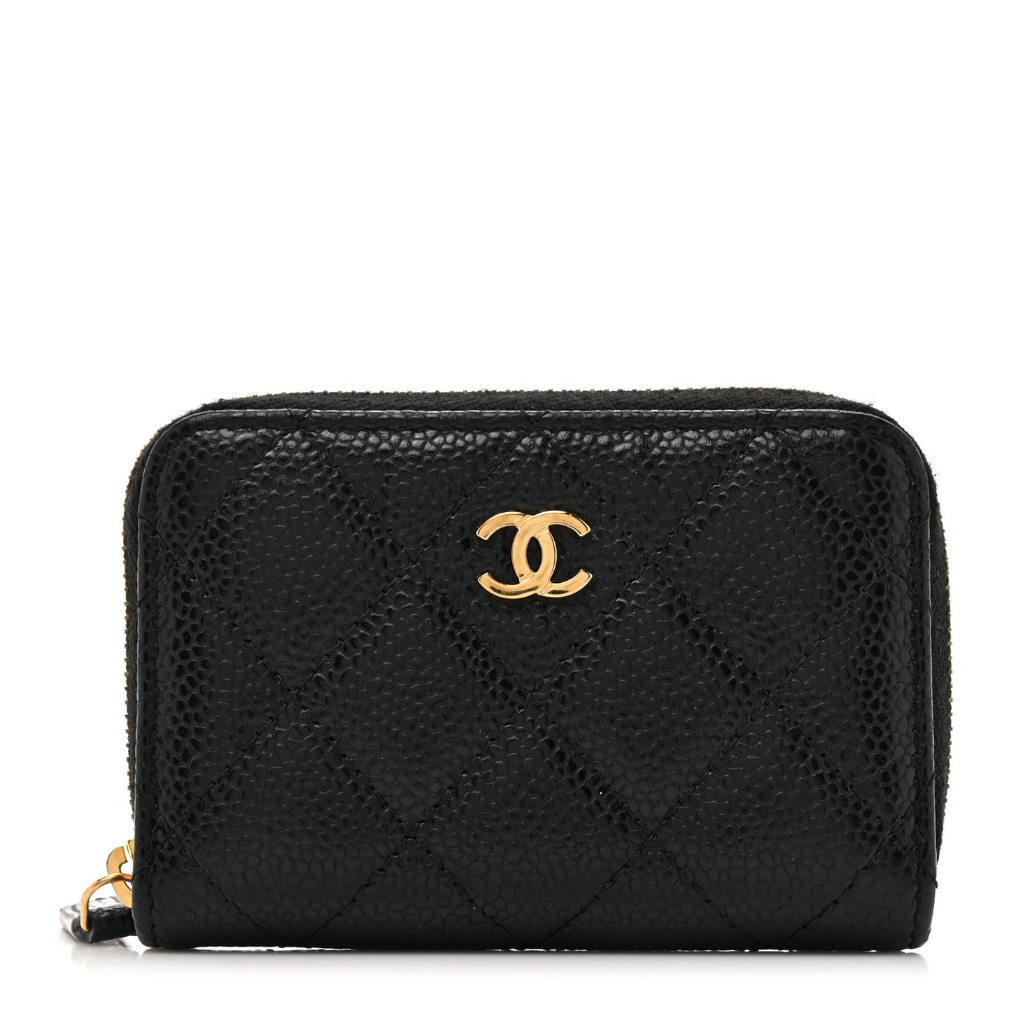 Caviar Quilted Classic Zipped Coin Purse Black