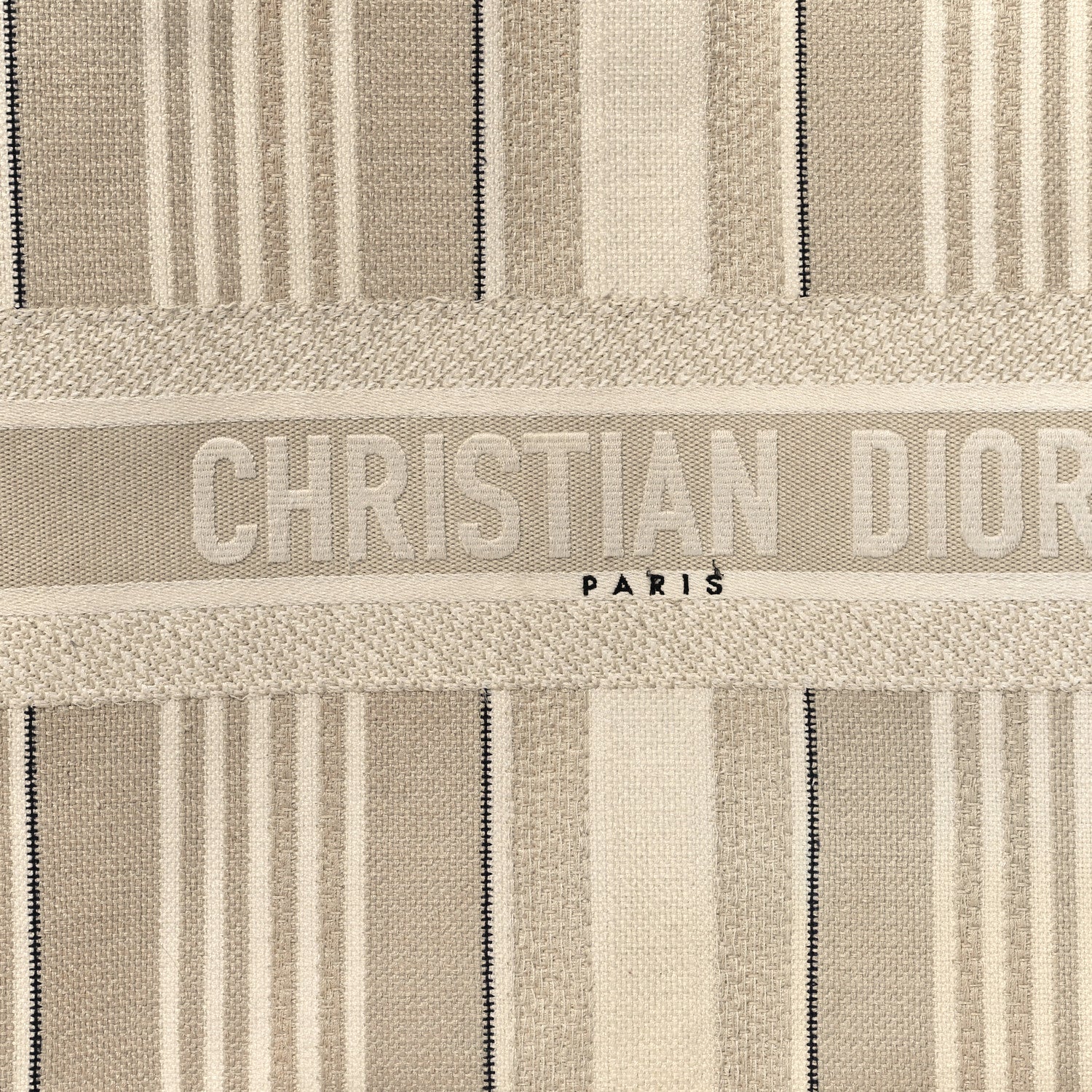 Christian Dior Canvas Embroidered Large Stripes Book Tote Beige 8 of 14