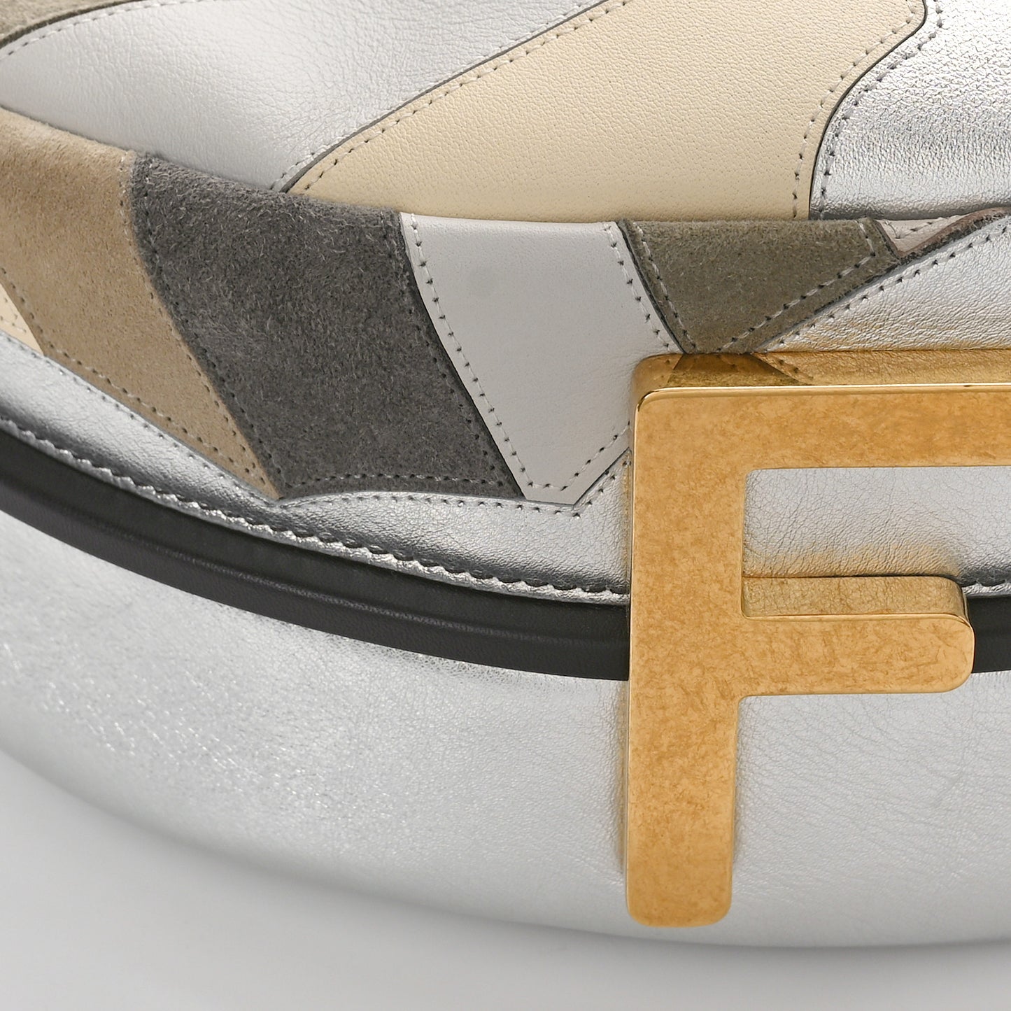 Vitello Seta Goatskin Suede Sun Cloud Inlay Medium Fendigraphy Hobo Bag Multicolor White Ice