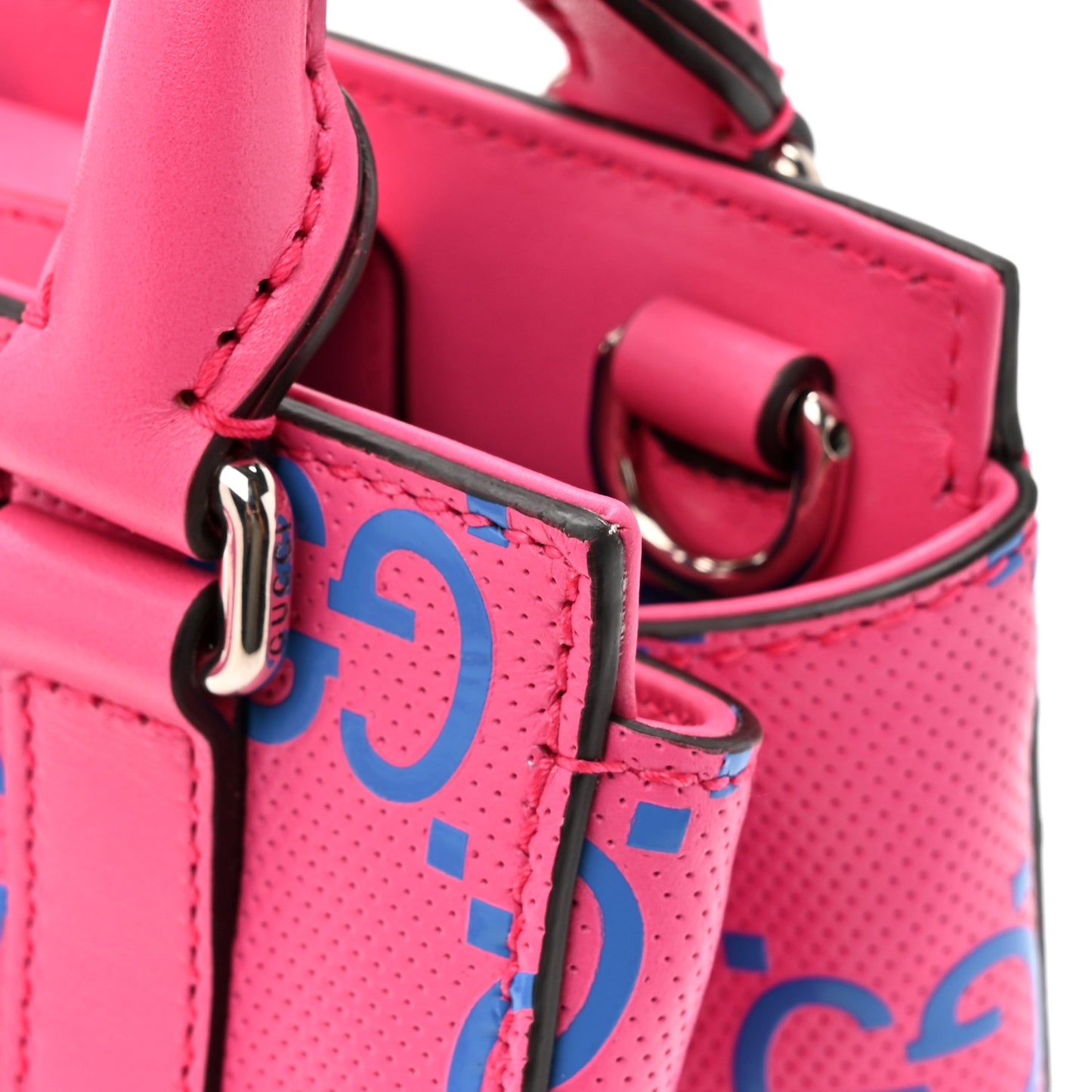 alfskin GG Tennis Bi-Color Embossed Mini Tote Bag Modern Fuchsia Modern Blue