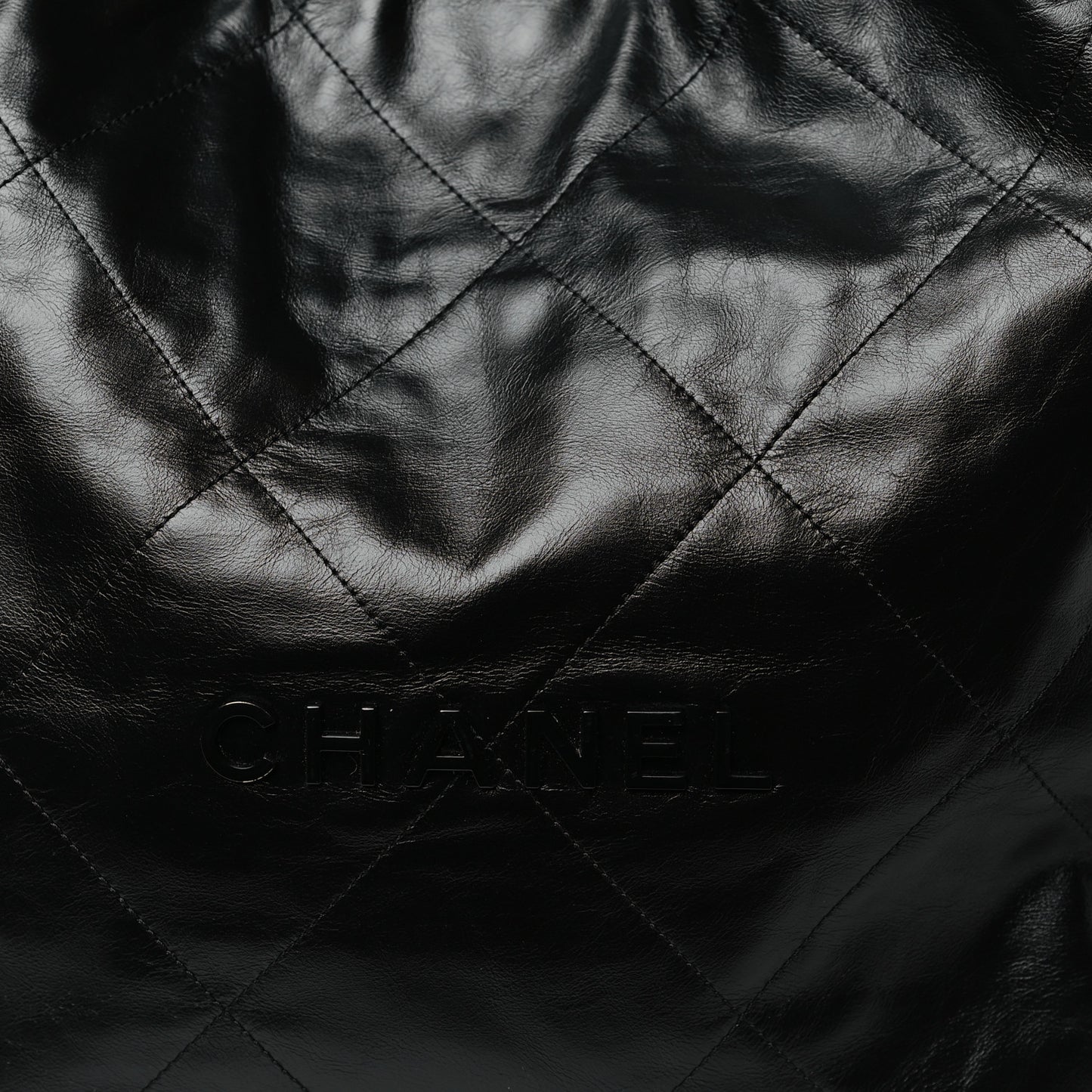 Shiny Calfskin Quilted Large Chanel 22 So Black