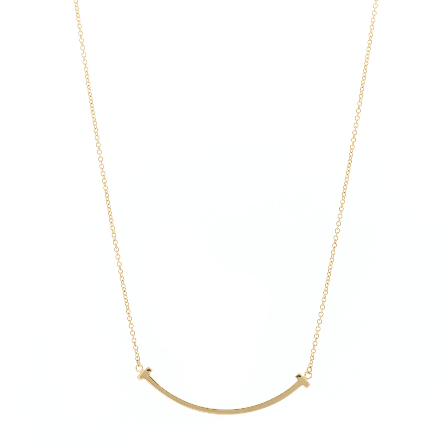 18K Yellow Gold Small T Smile Pendant Necklace