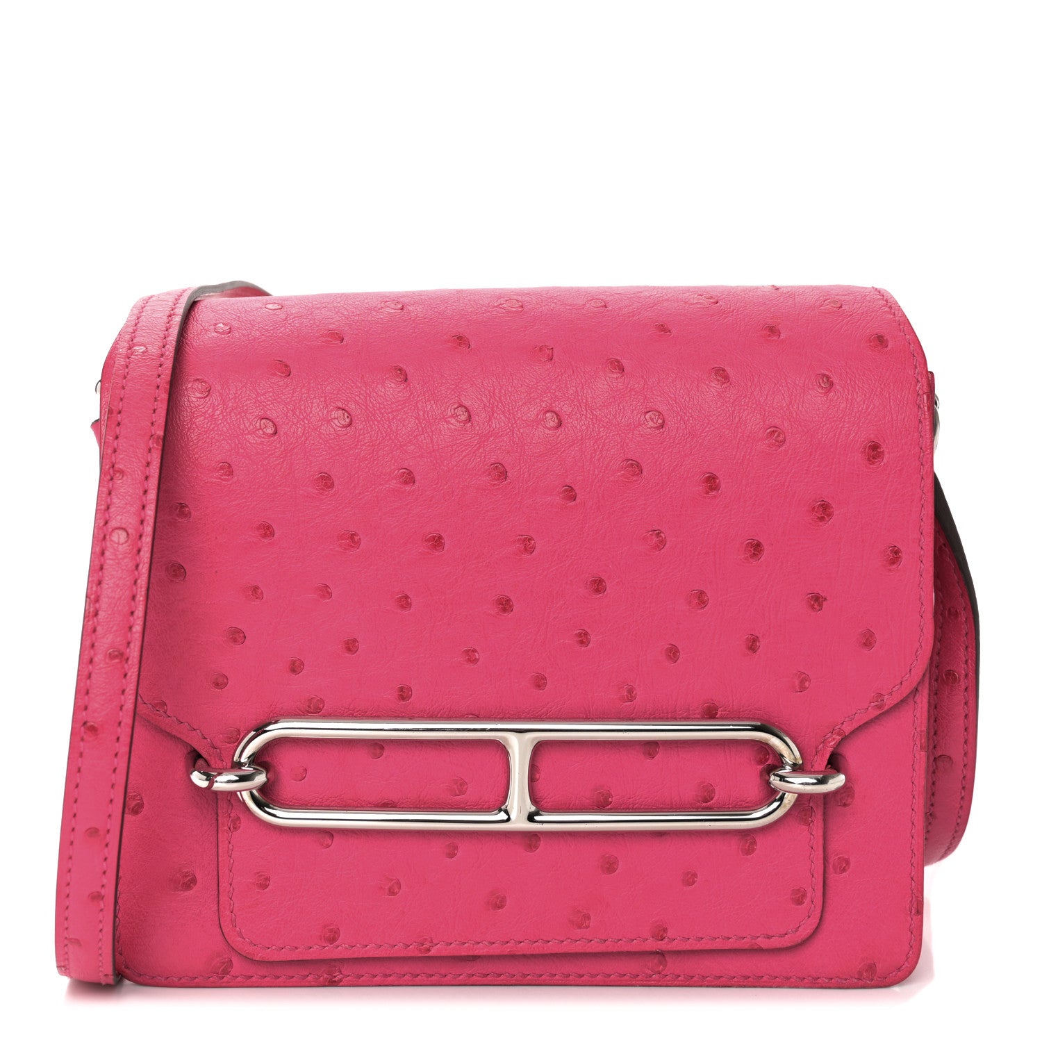 Hermes Ostrich Mini Sac Roulis Rose Tyrien 1 of 9