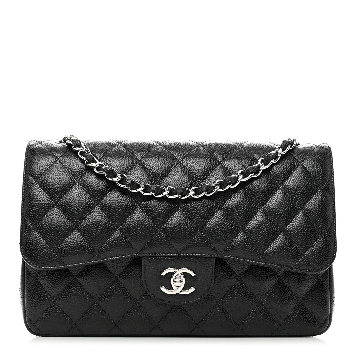 Caviar Quilted Jumbo Double Flap Black