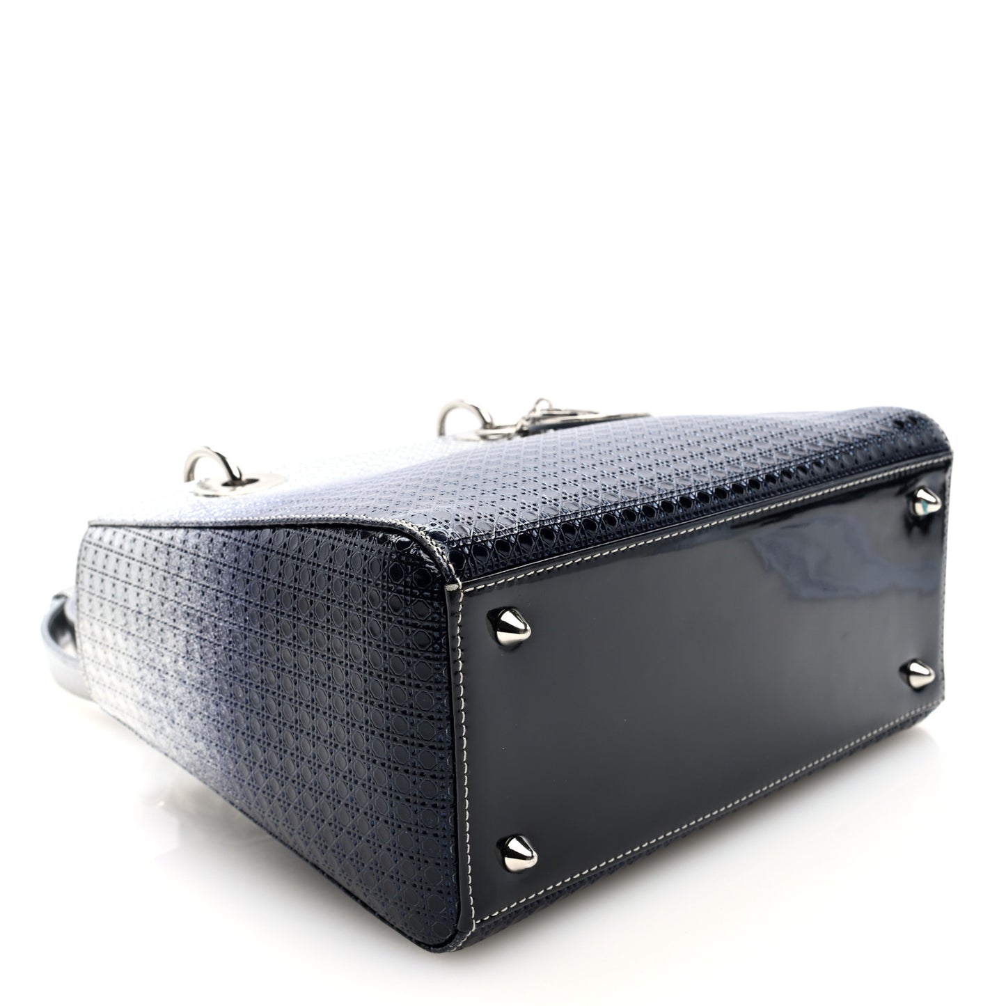 Metallic Patent Micro-Cannage Gradient Medium Lady Dior Silver Blue