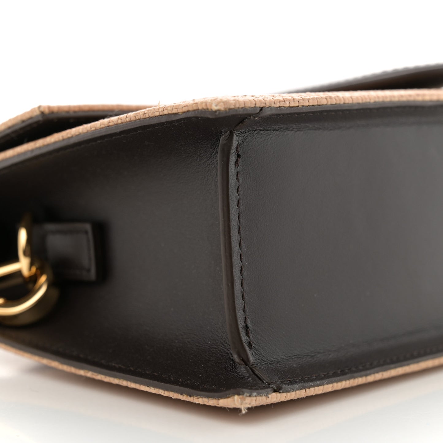 Raffia Smooth Calfskin Le Grand Bambino Natural Dark Brown