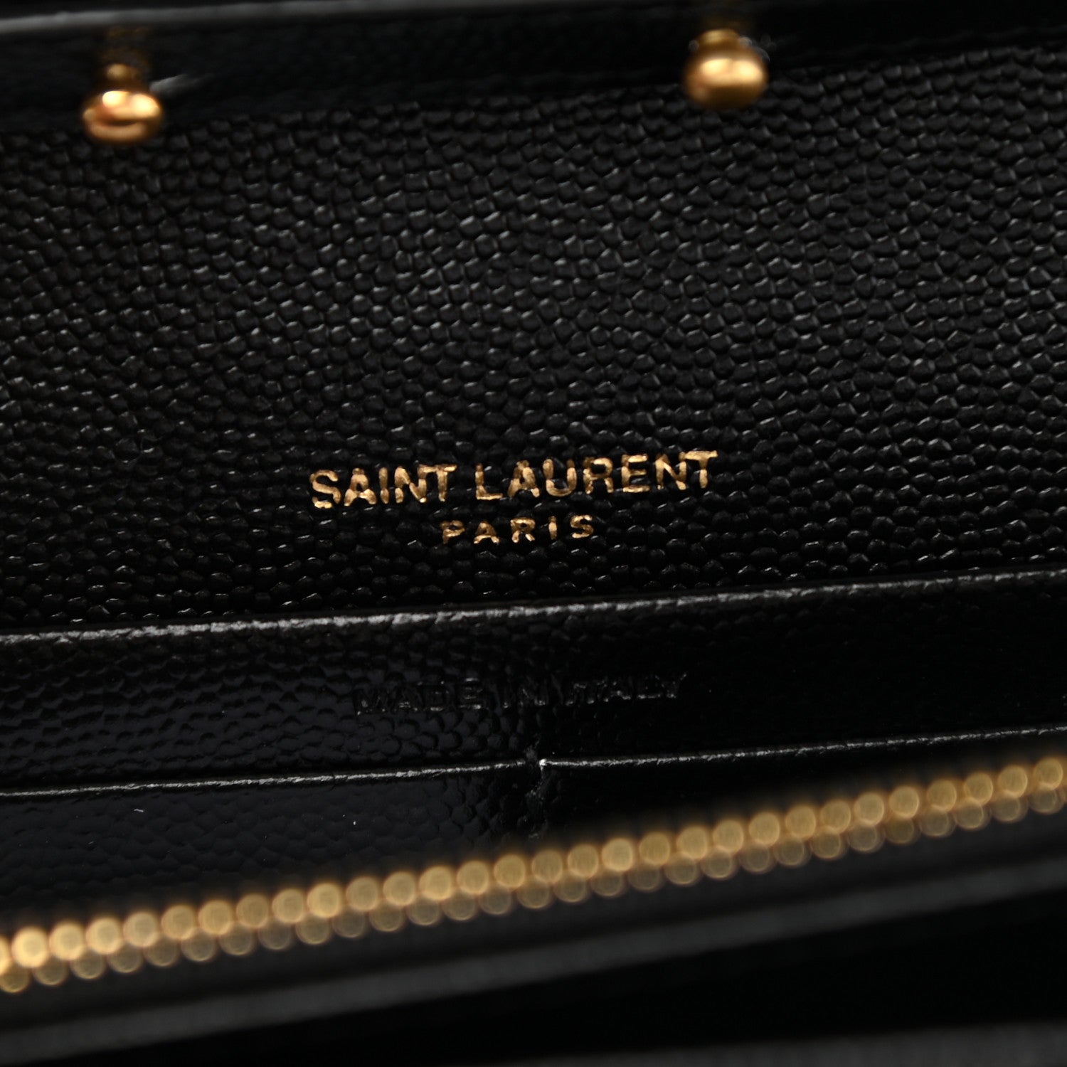 Saint Laurent Grain De Poudre Mixed Matelasse Triquilt Monogram Chain Wallet Black 6 of 11