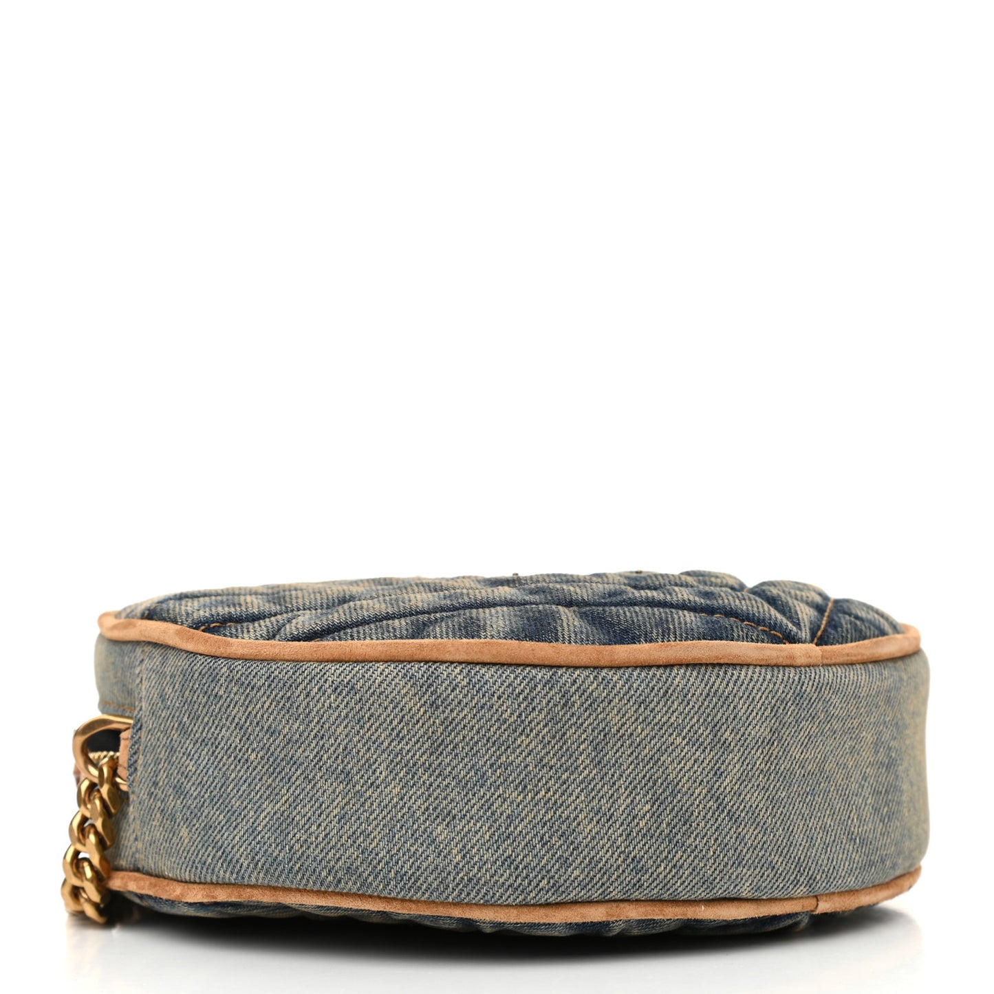 Denim Quilted Monogram Round Crossbody Bag Rodeo Blue