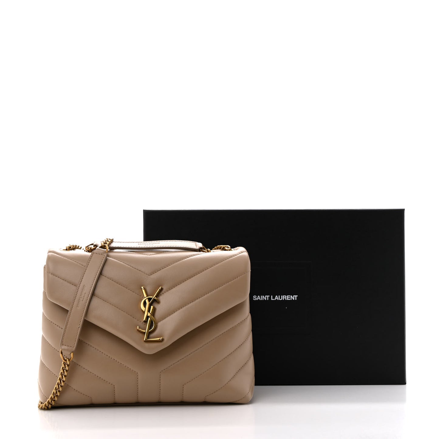 Calfskin Y Quilted Monogram Small Loulou Chain Satchel Dark Beige