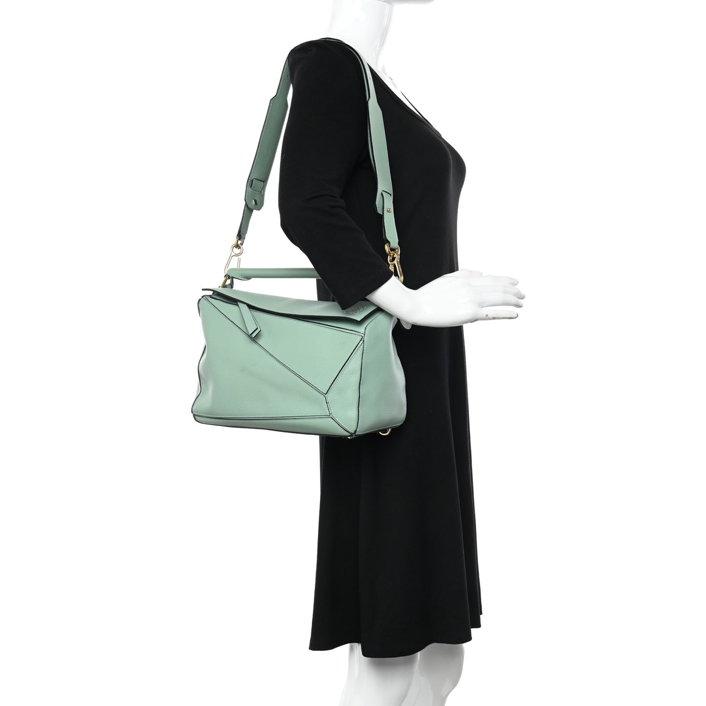 Calfskin Medium Puzzle Bag Sea Water Green