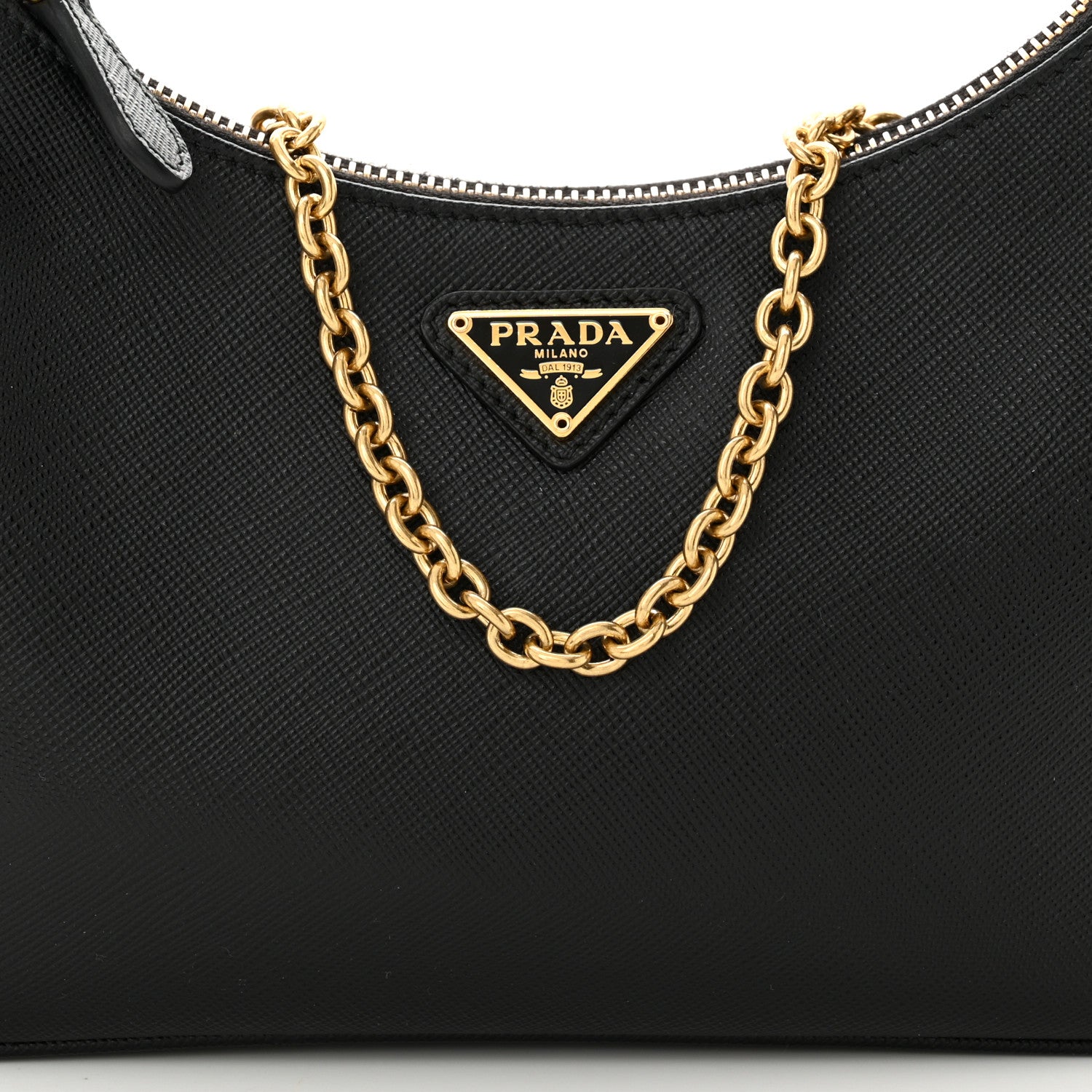 Prada Saffiano Lux Re-Edition 2005 Shoulder Bag Black 9 of 11